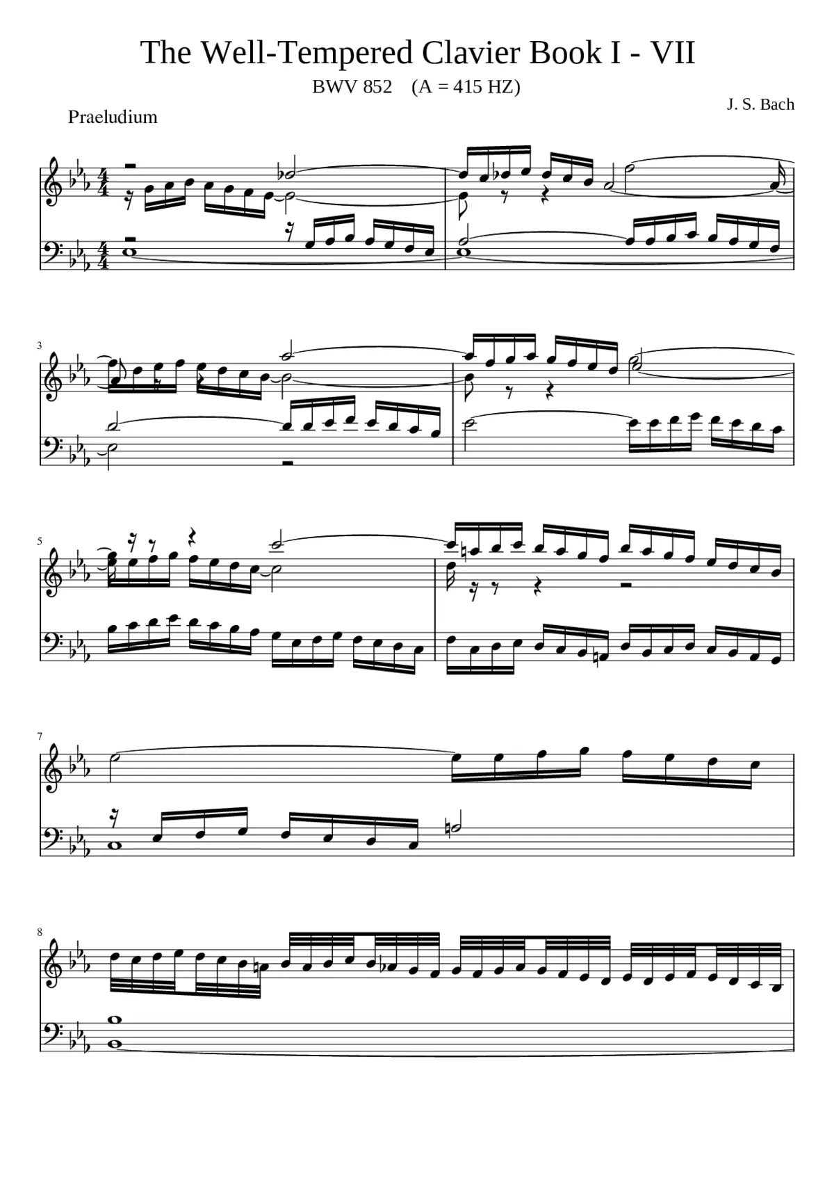 Prelude and Fugue in E-flat major BWV 852 - Page 1