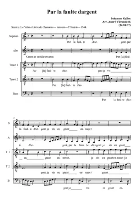 Par la faulte d'argent