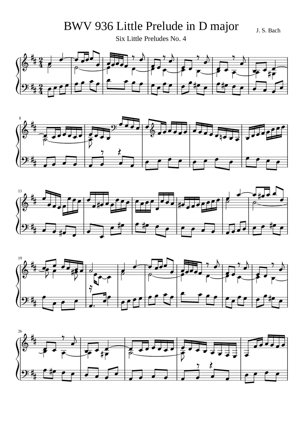 Prelude in D major BWV 936 - Page 1