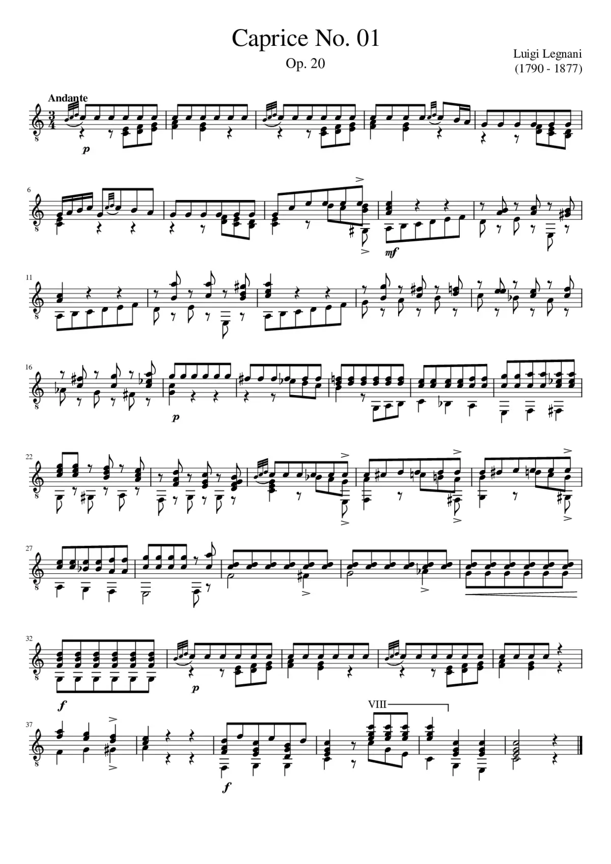 Luigi Legnani - Caprice No. 01 - Page 1