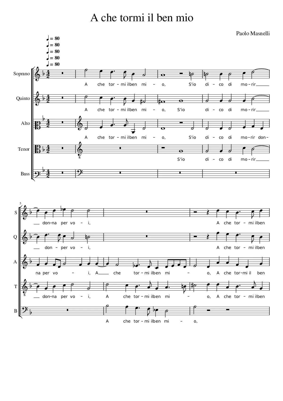 A che tormi il ben mio - Page 1