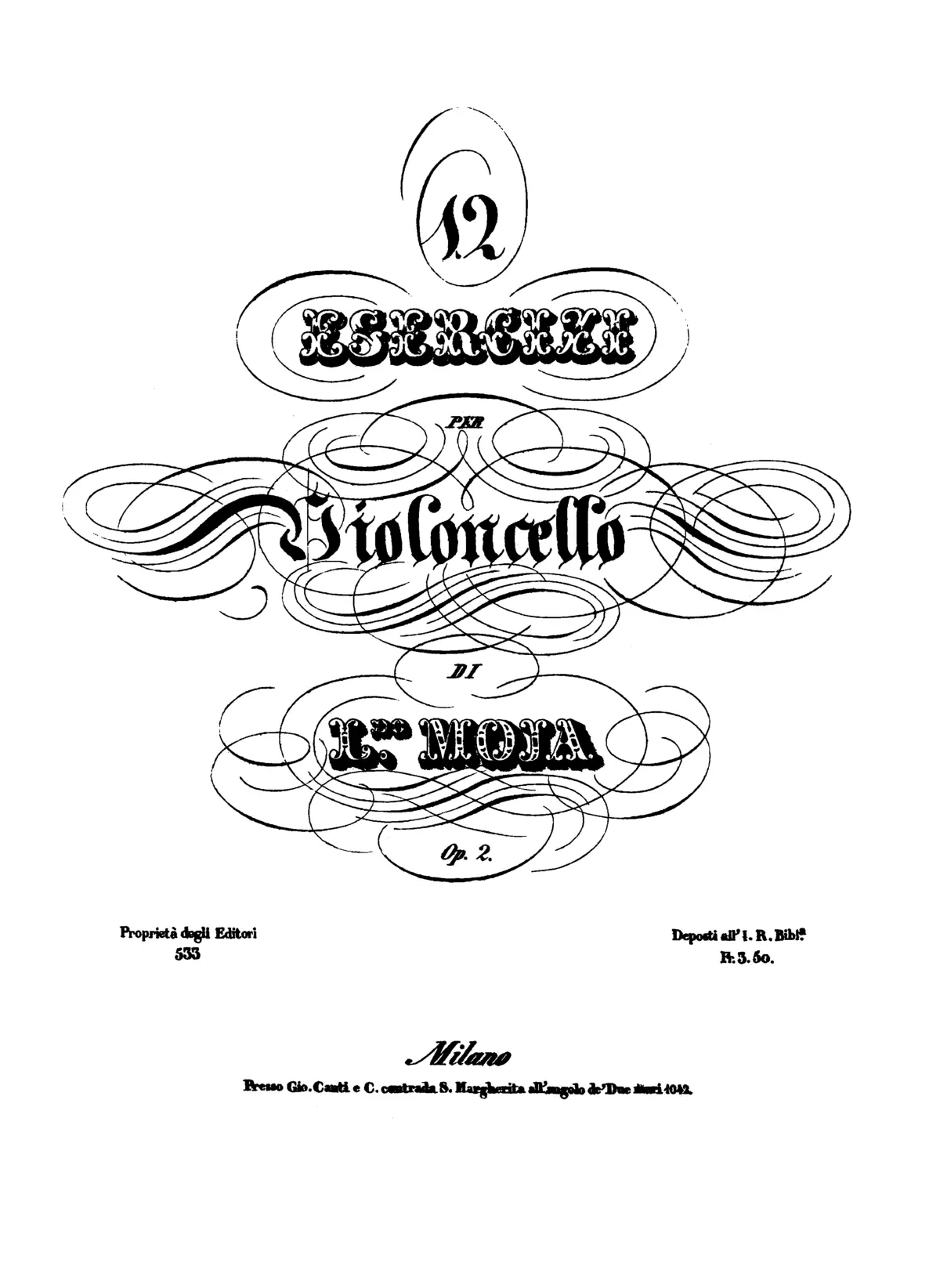 12 Exercises for Cello, Op.2 - Page 1