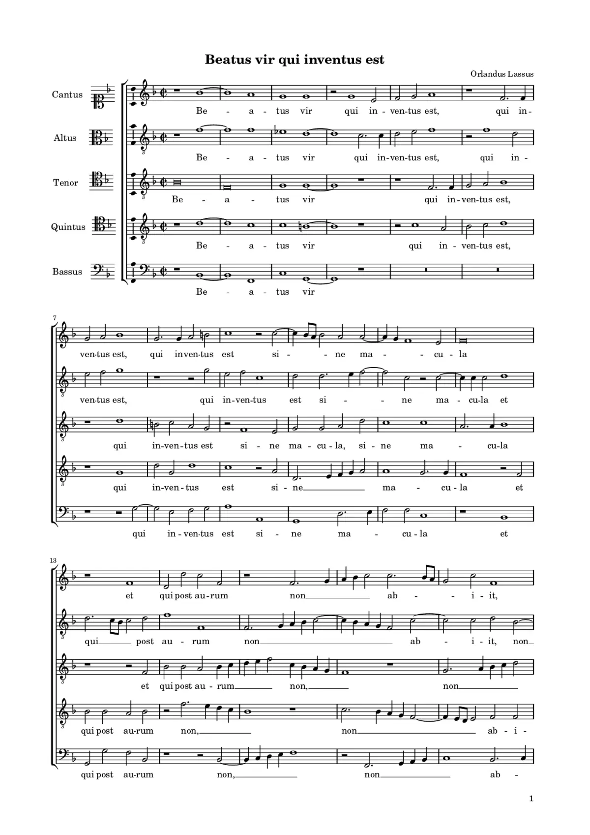 Beatus vir qui inventus est - Page 1