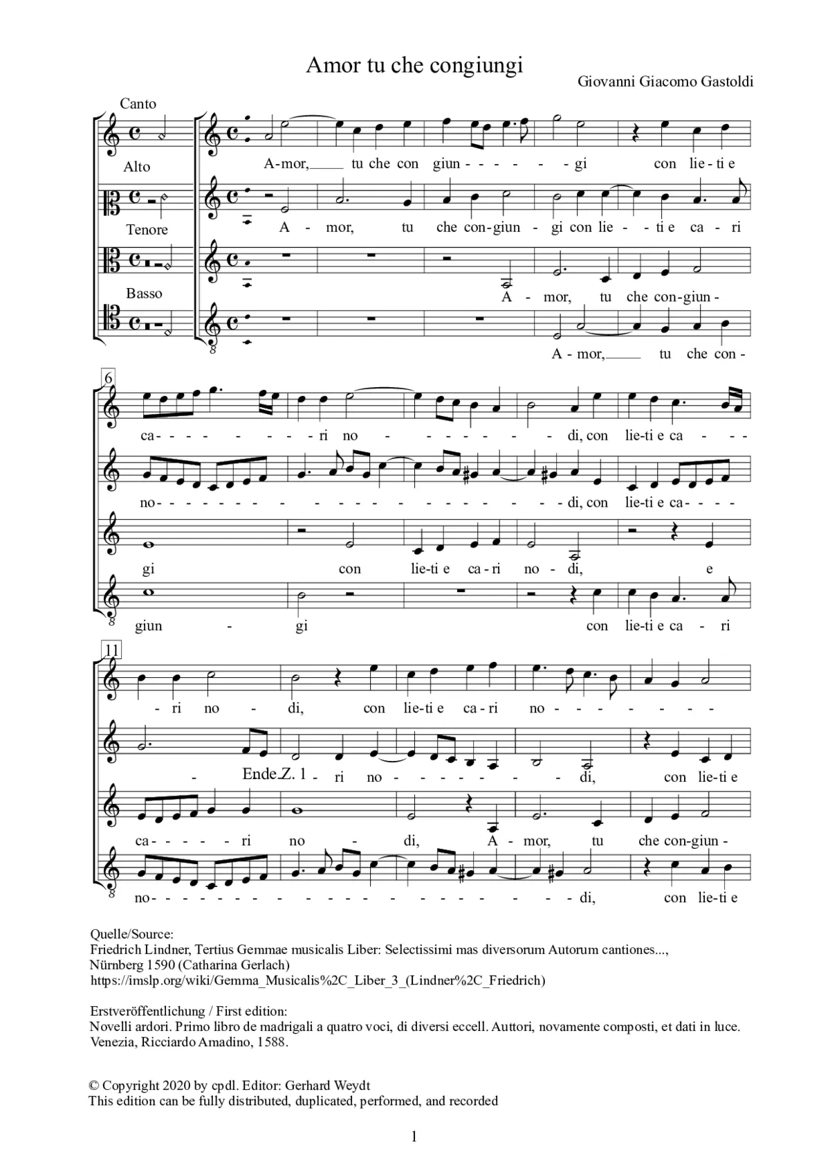 Amor tu che congiungi - Page 1