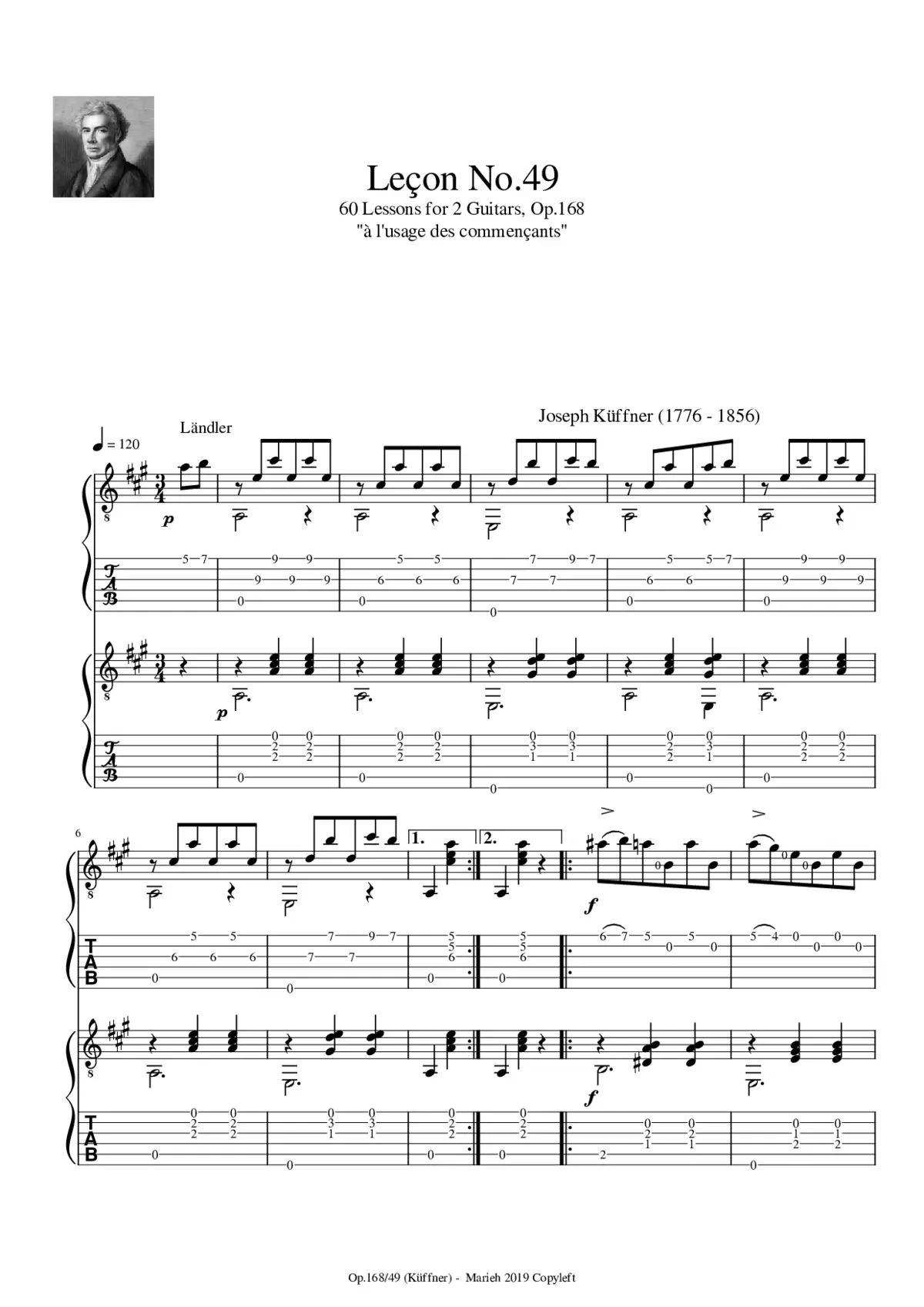 60 Lessons for 2 Guitars Op.168 - Page 1