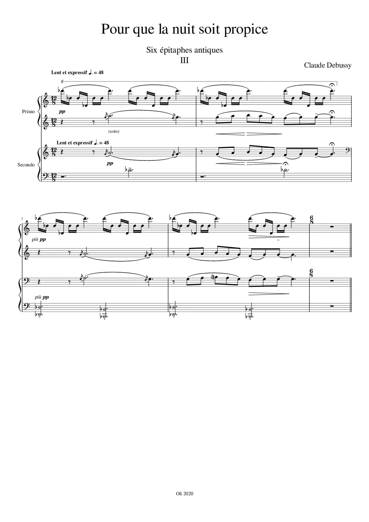 Pour que la nuit soit propice Six épitaphes antiques Nr 3 - Page 1