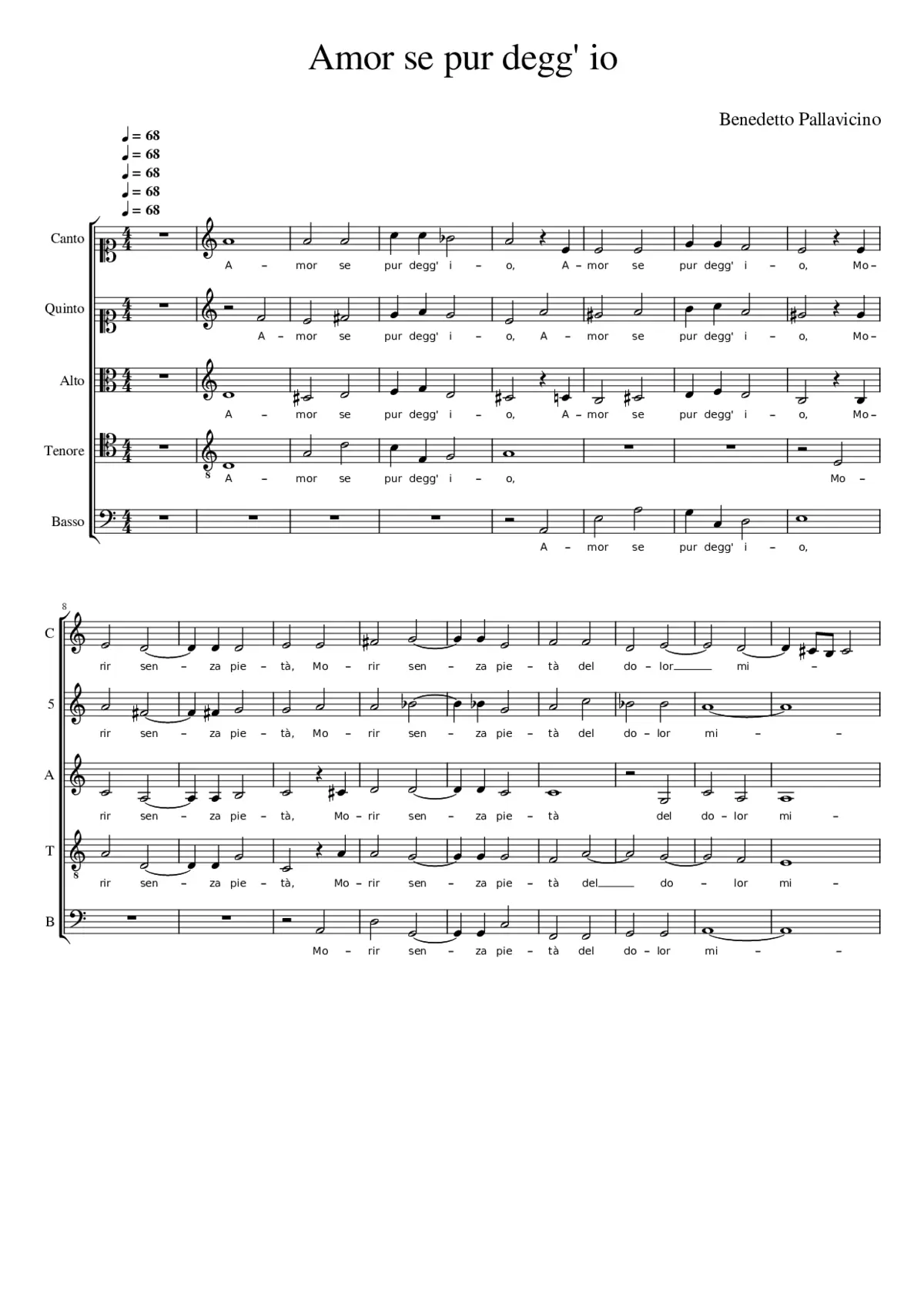 Amor se pur degg' io - Page 1