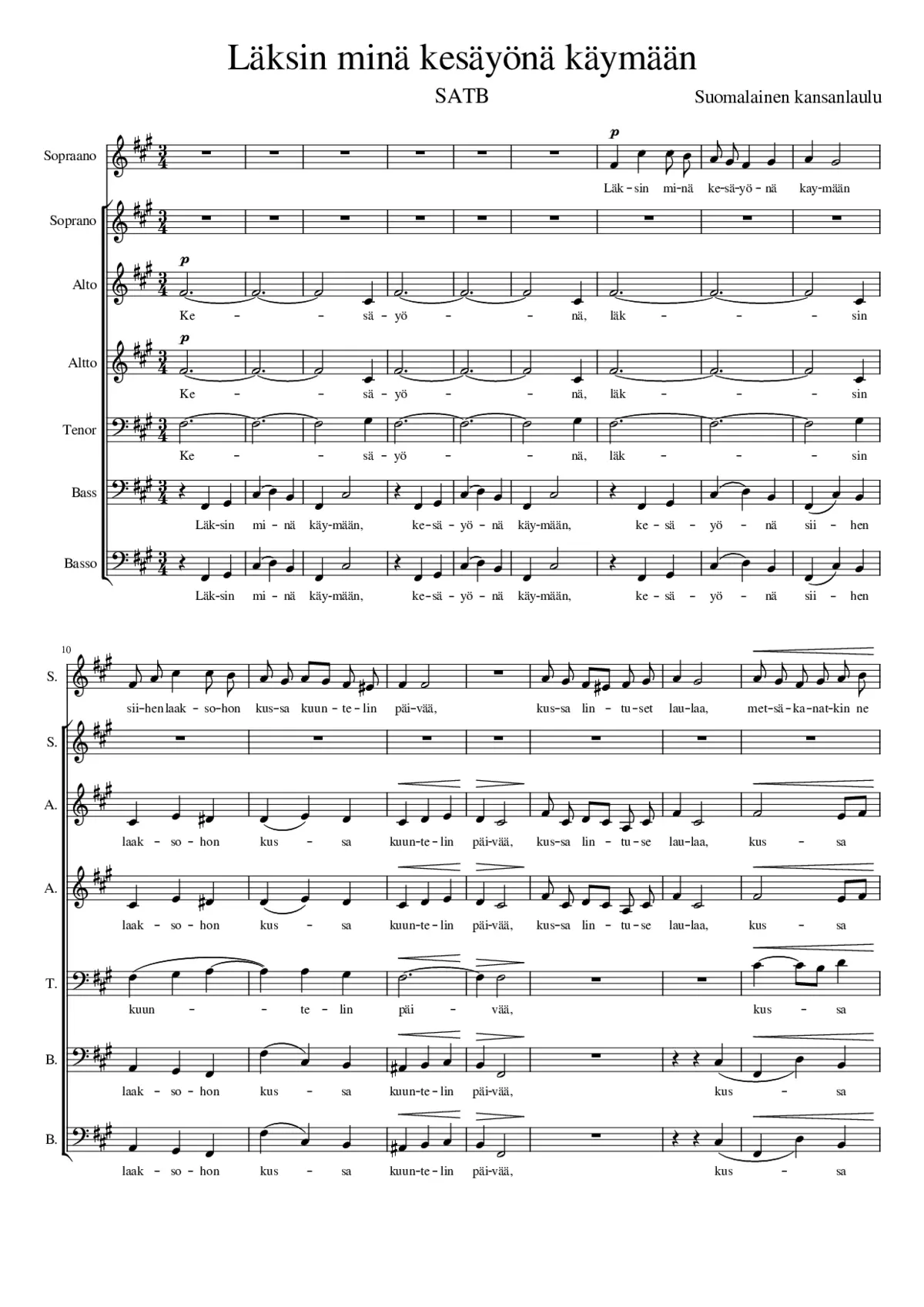 Läksin minä kesäyönä käymään - Page 1