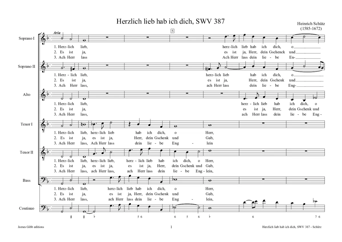 Herzlich lieb hab ich dich, o Herr, SWV 387 - Page 1