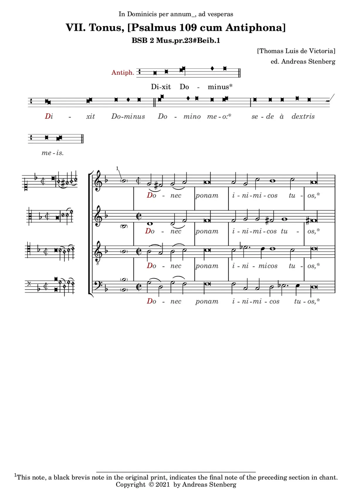 Dixit Dominus (tone VII falsobordone) - Page 1