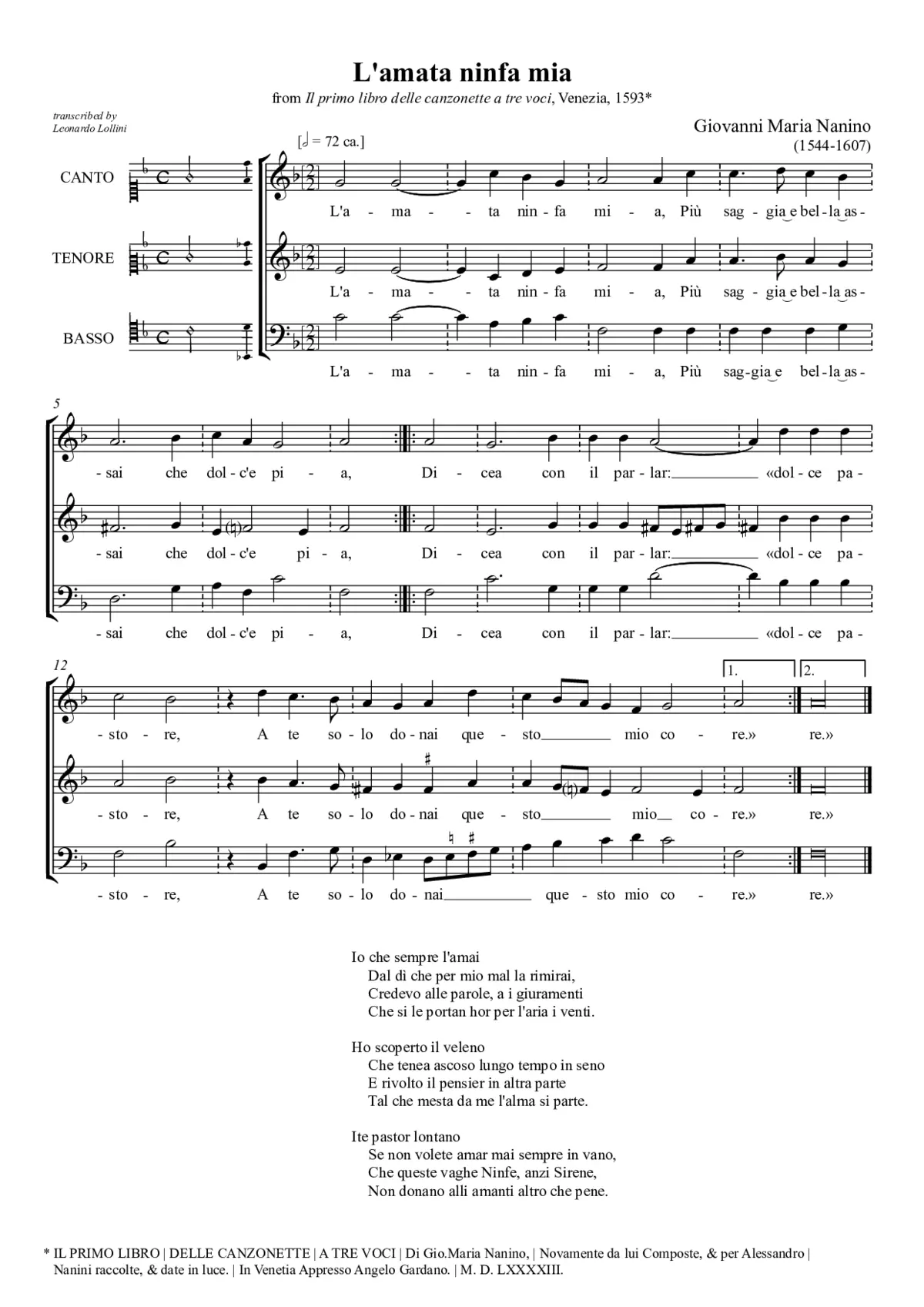 L'amata ninfa mia - Page 1