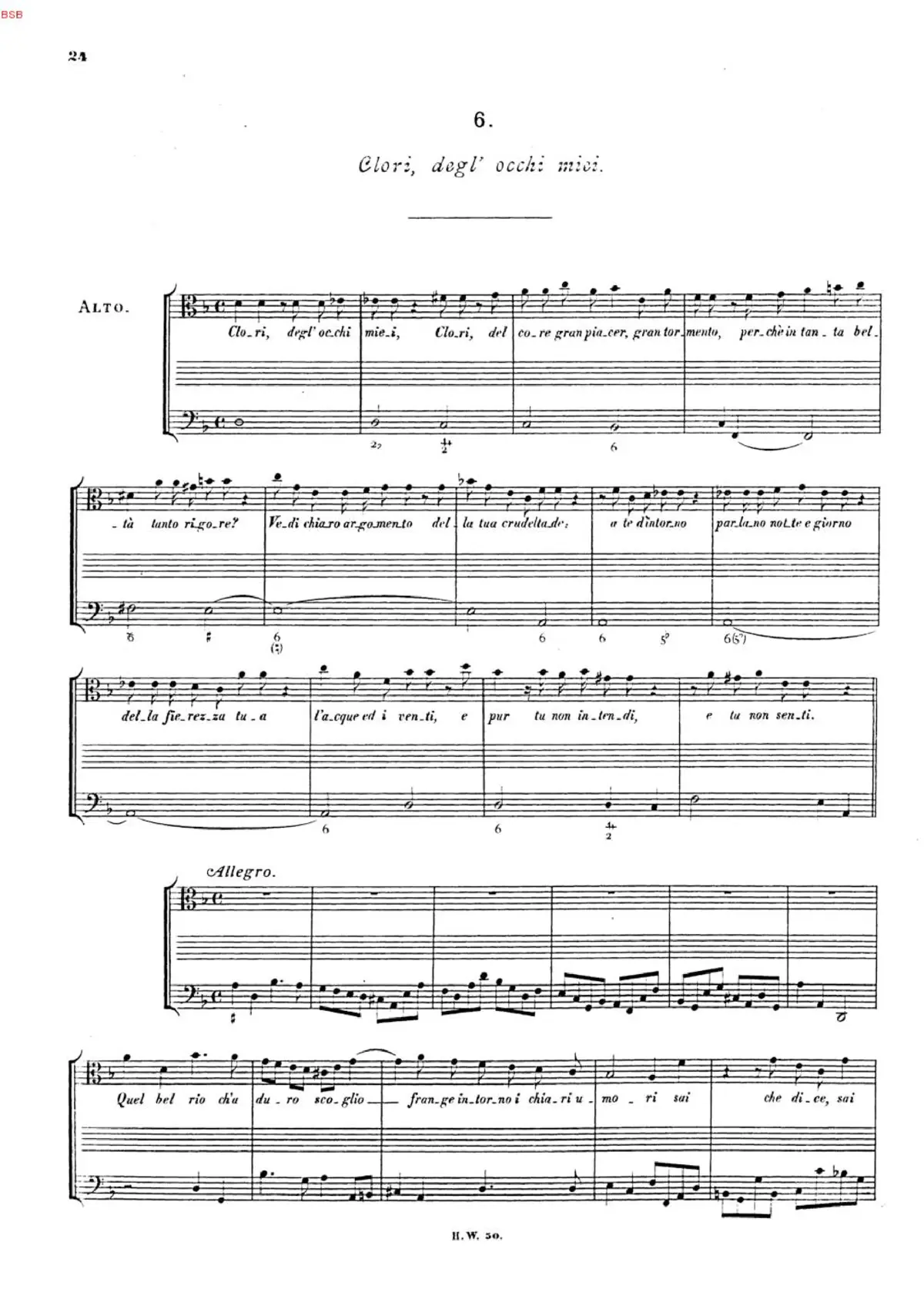 Clori, degli occhi miei, HWV 91a - Page 1