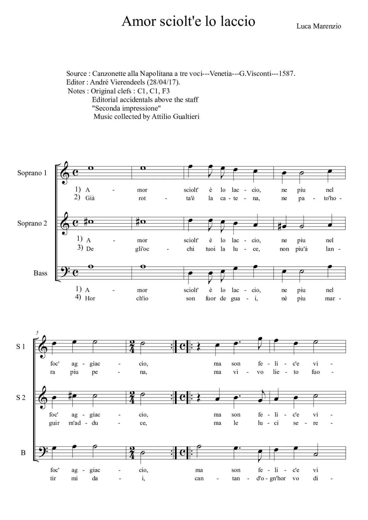 Amor sciolt' e lo laccio - Page 1