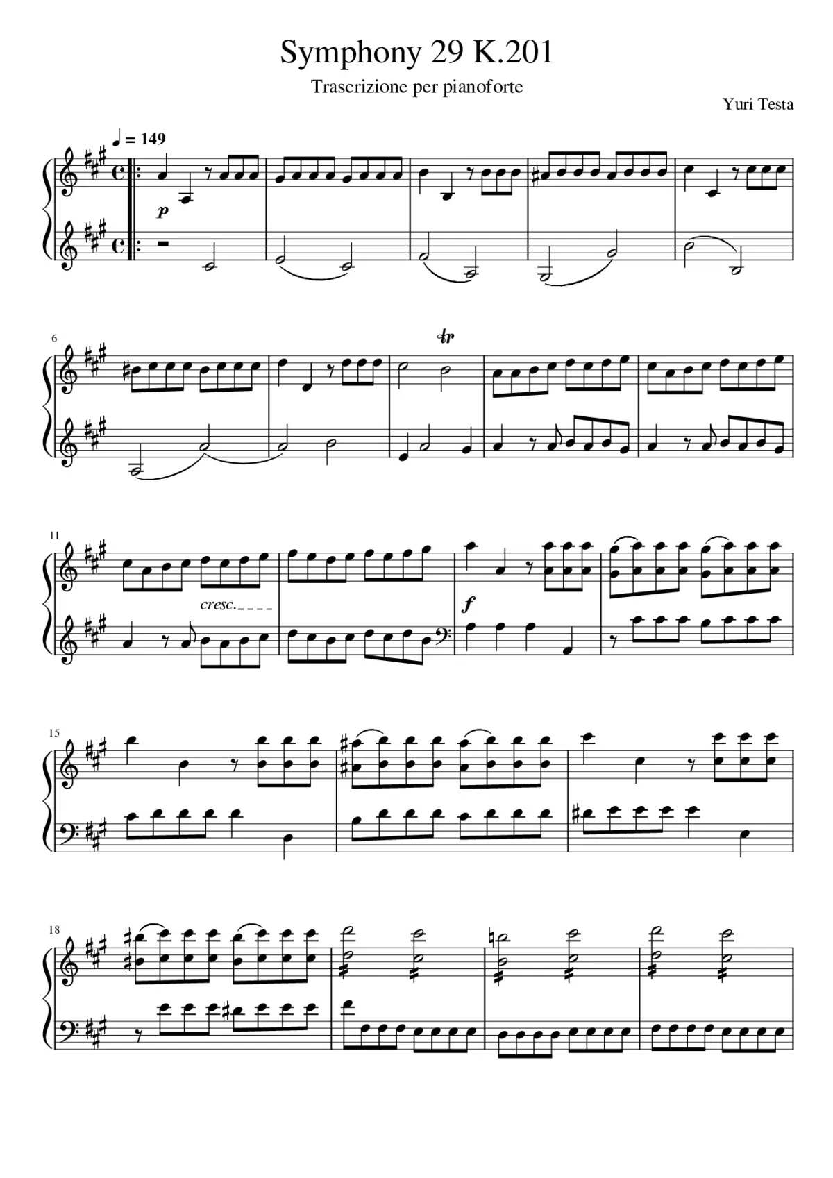 Symphony 29 K.201 (piano) - Page 1