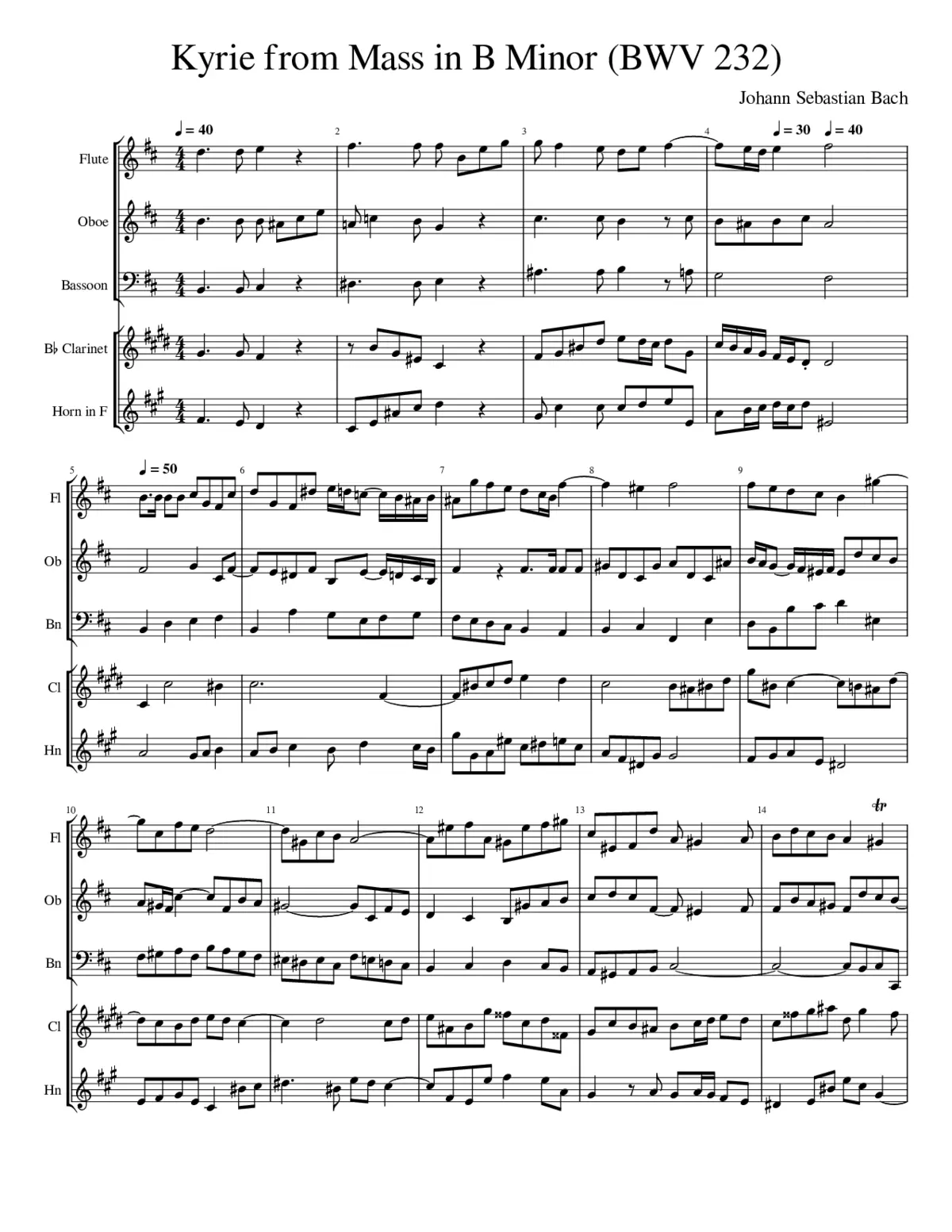 Bach - Kyrie from Mass in B Minor - Woodwind Quintet - Page 1