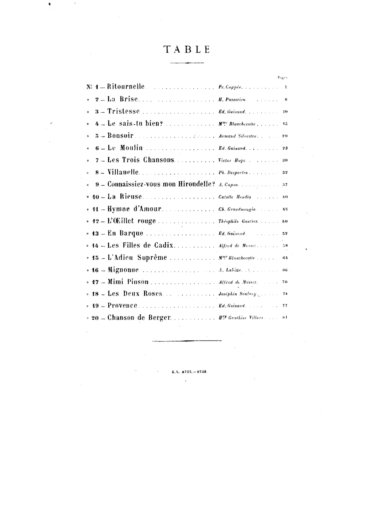 Vingt mélodies pour chant et piano - Page 1