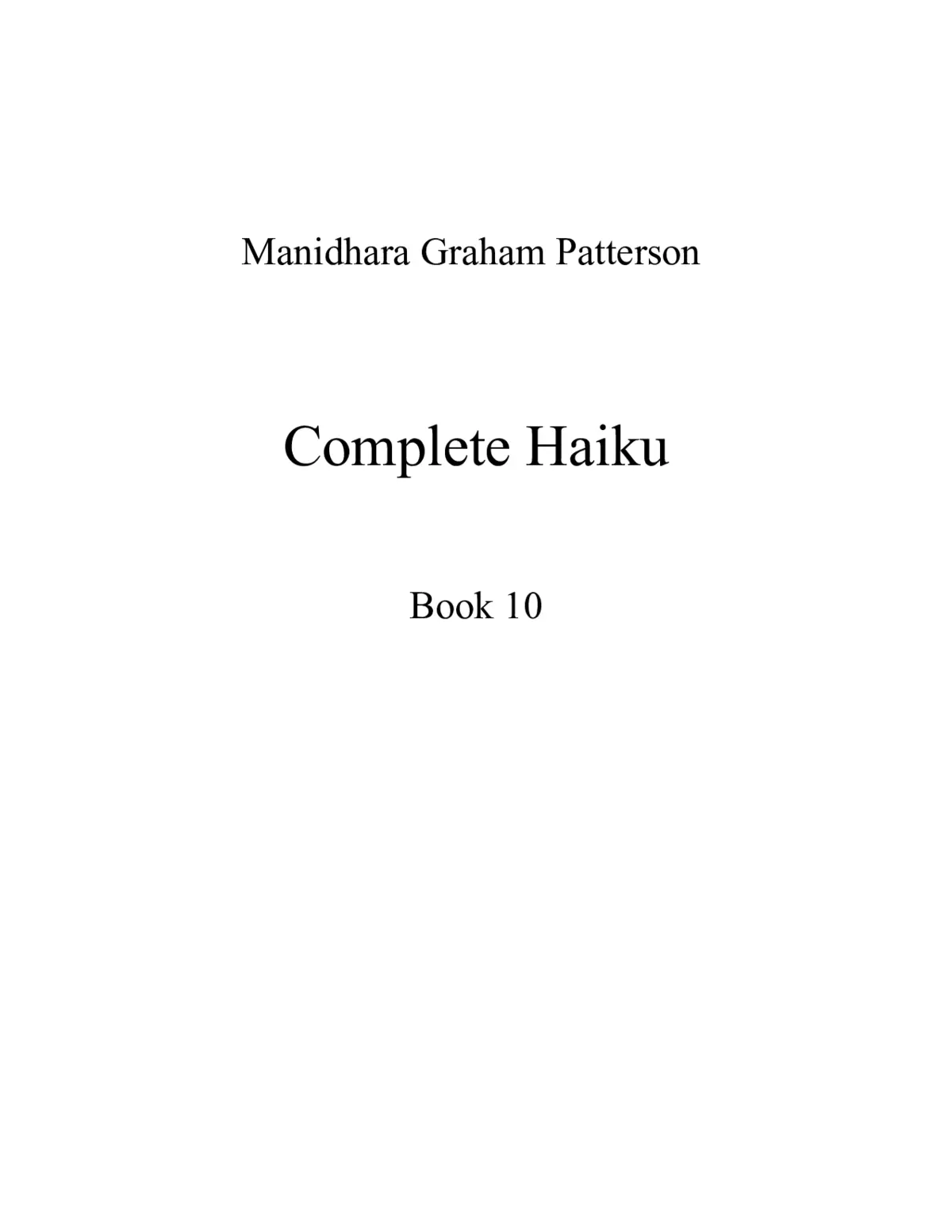 Haiku, Book 10 - Page 1