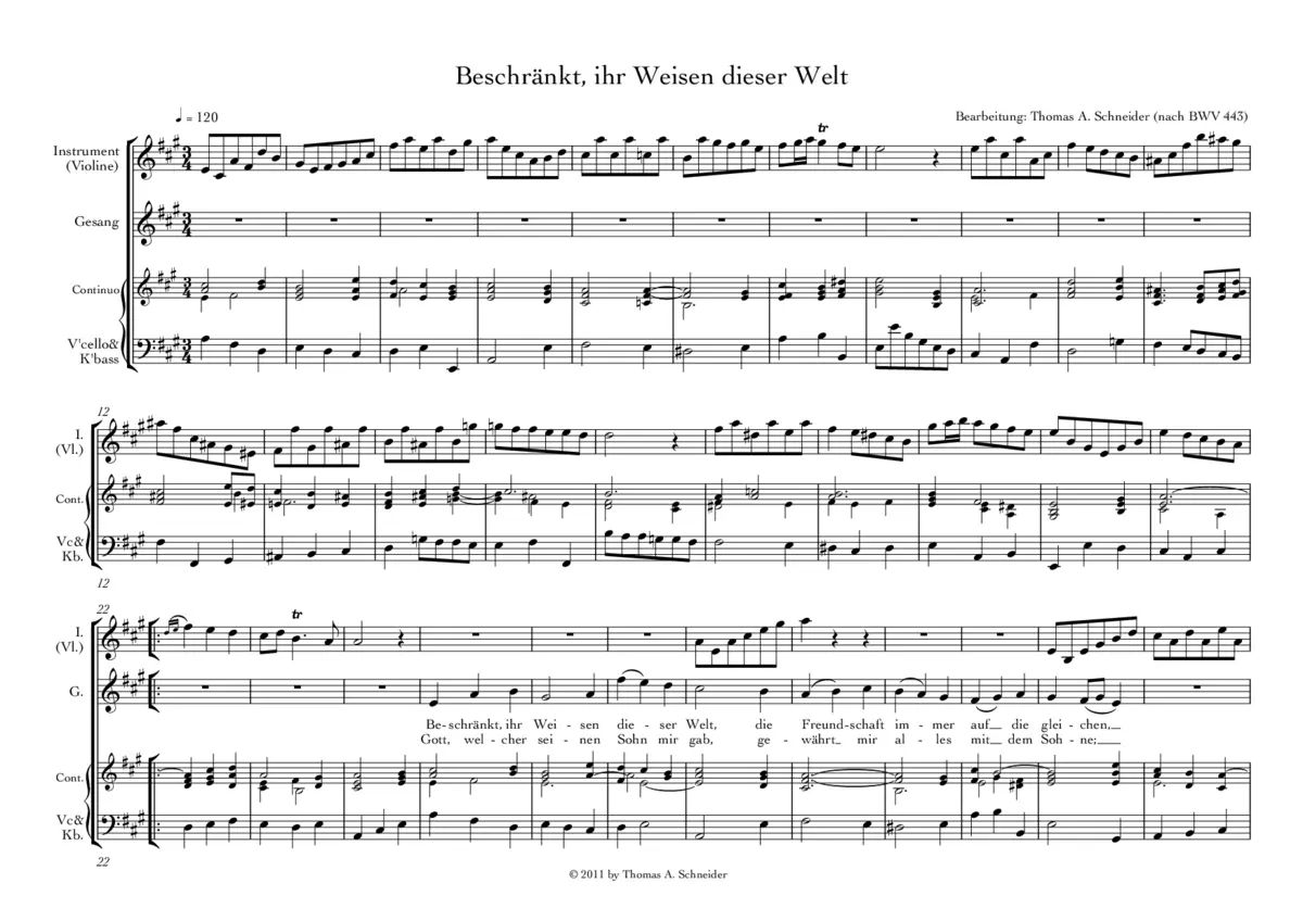 12 Arien und Lieder aus Schemellis Gesangbuch für allgemeine Anlässe - Page 1