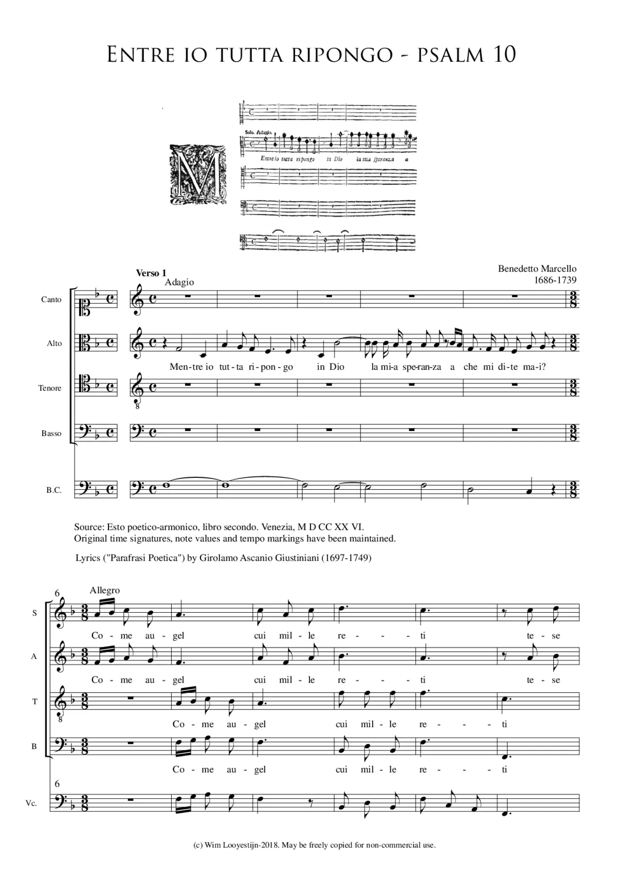 Entre io tutto ripongo (psalm 10) - Page 1