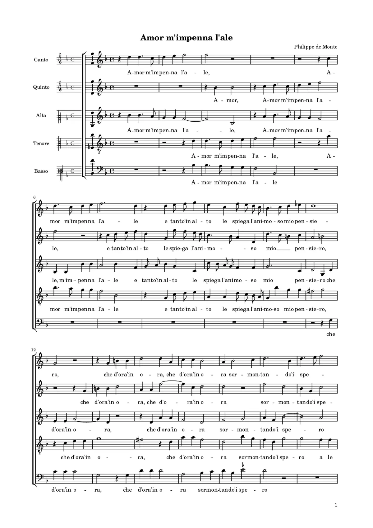 Amor m'impenna l'ale - Page 1