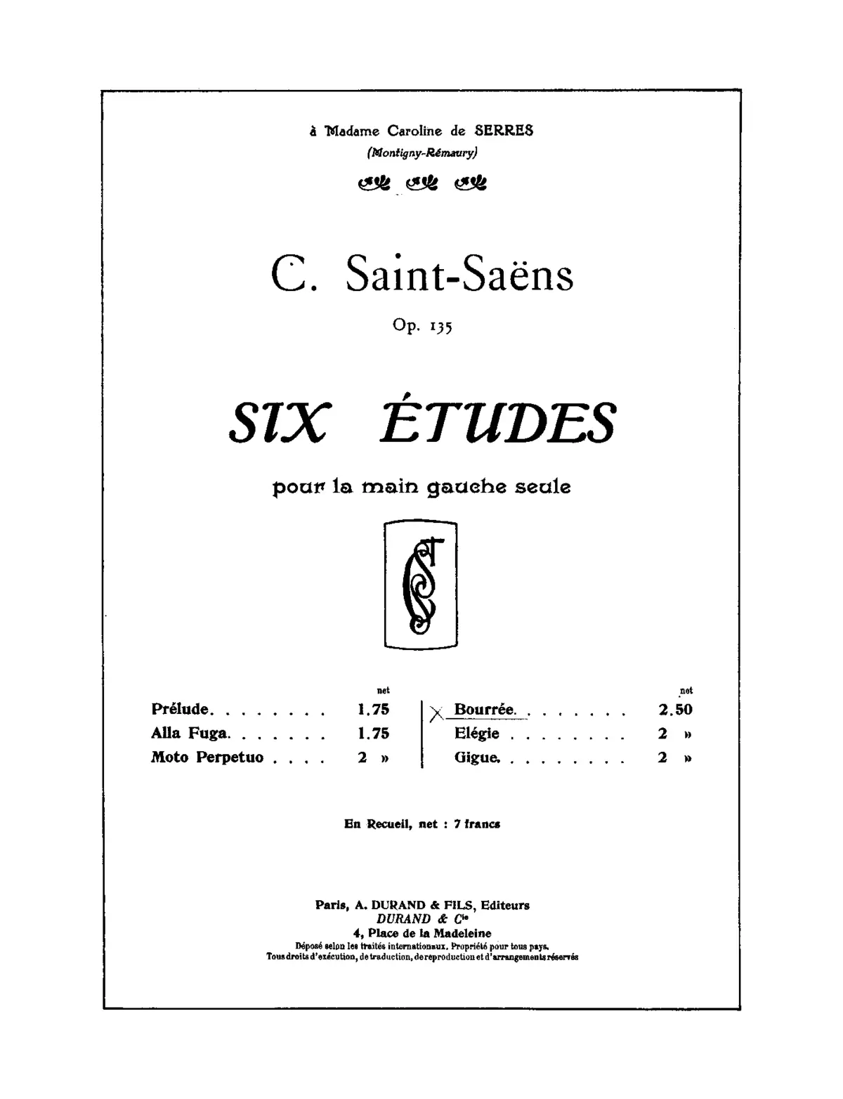 Six Études pour la main gauche seule - Page 1