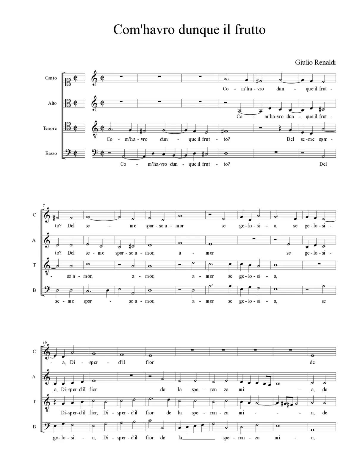 Com'havro dunque il frutto - Page 1