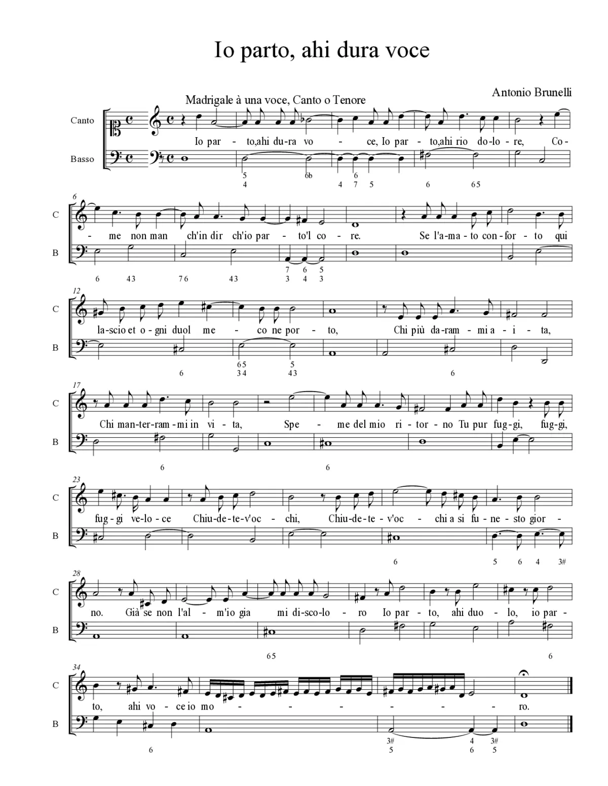Io parto, ahi dura voce - Page 1