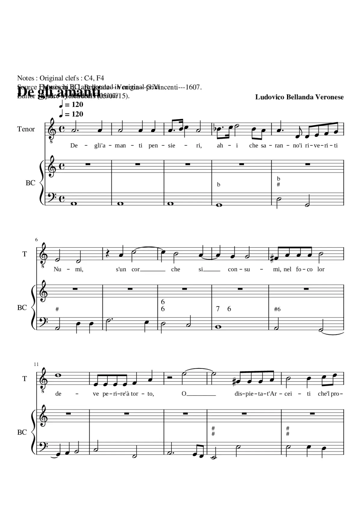 De gli amanti - Page 1