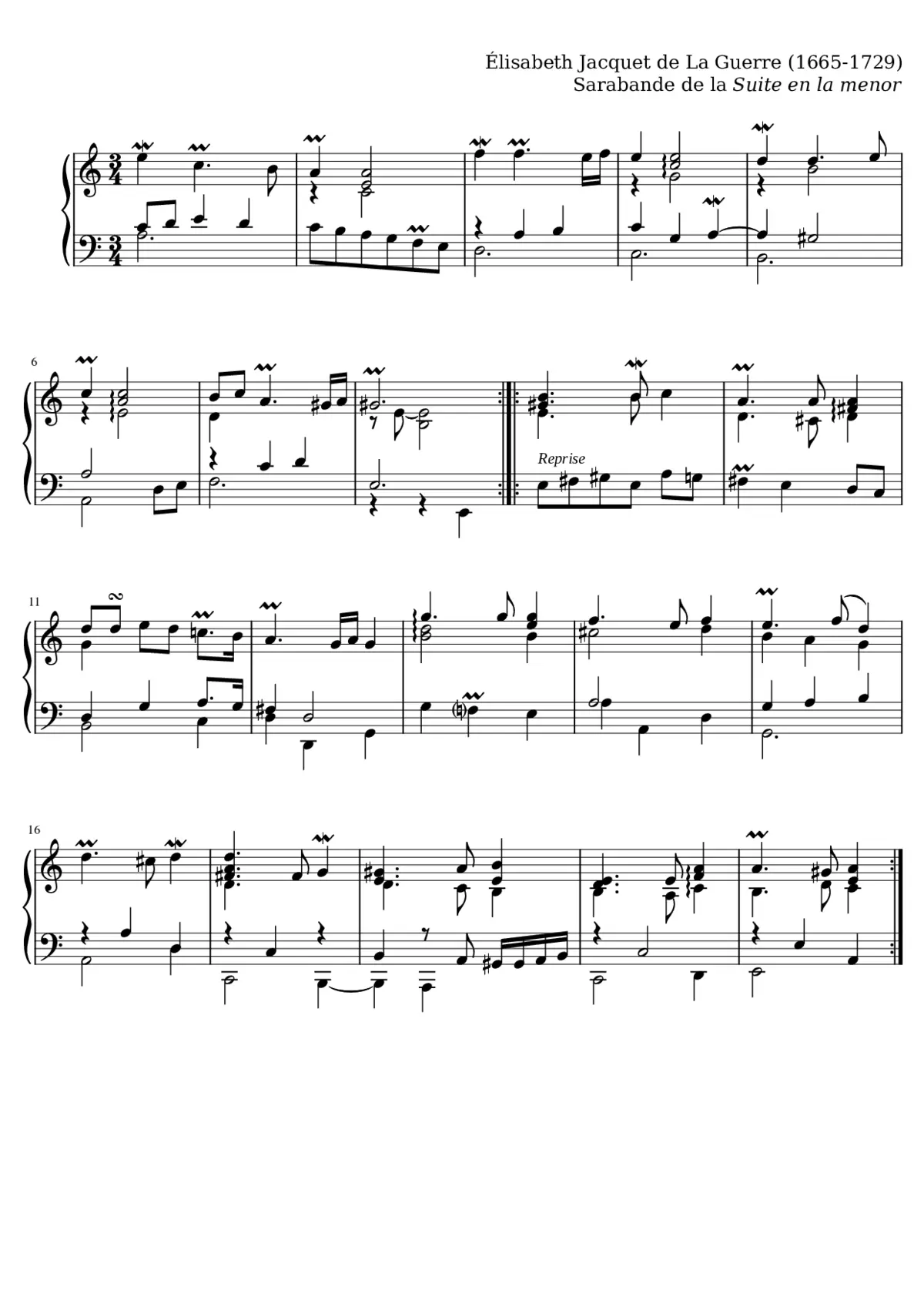 Sarabande de la Suite en la menor - Page 1