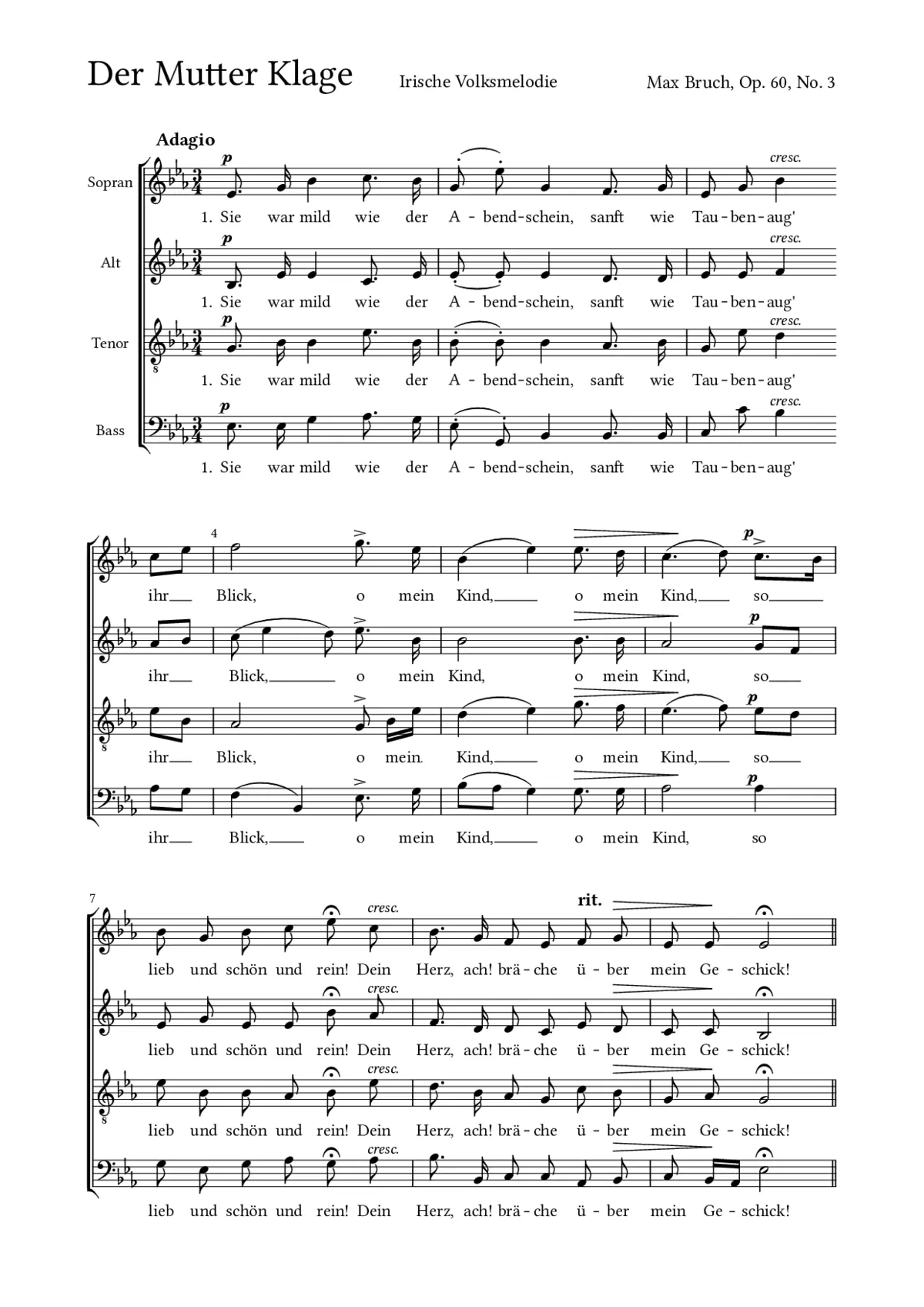 Der Mutter Klage, Opus 60, Nr. 3 - Page 1