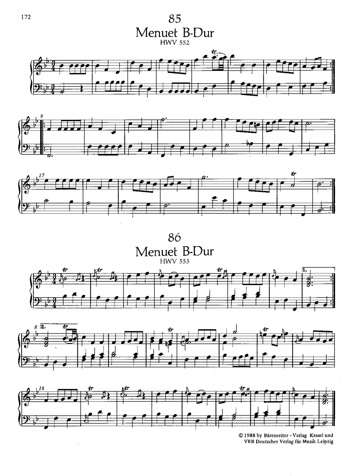 Minuet in B-flat major, HWV 552 - Page 1