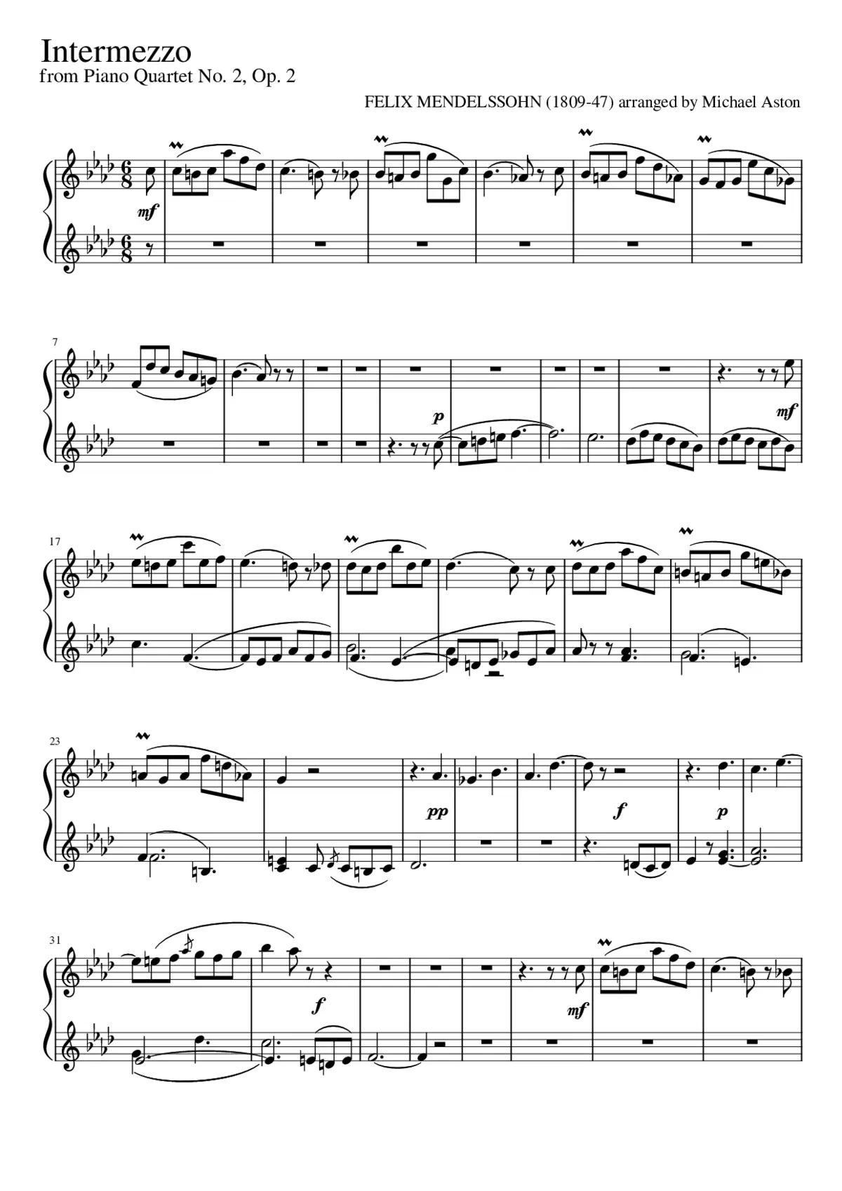Piano Quartet No.2 Op.2 - Page 1