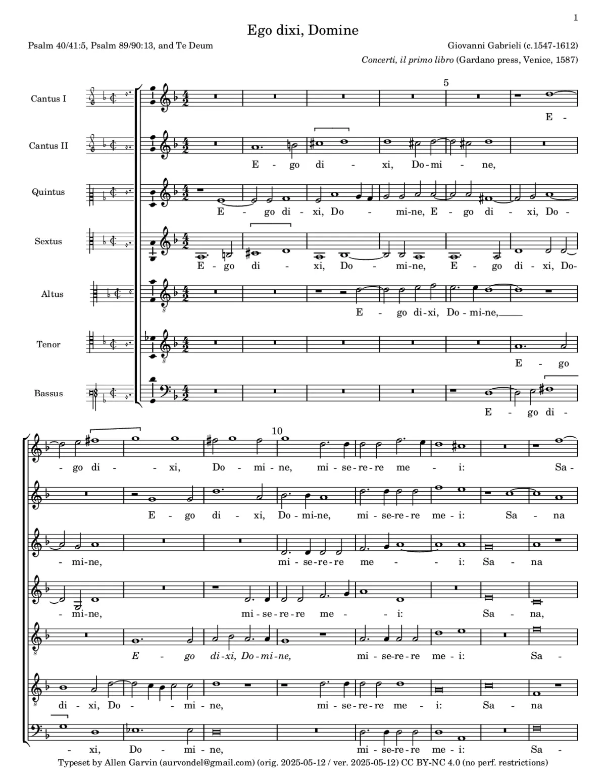 Ego dixi Domine a 7 - Page 1