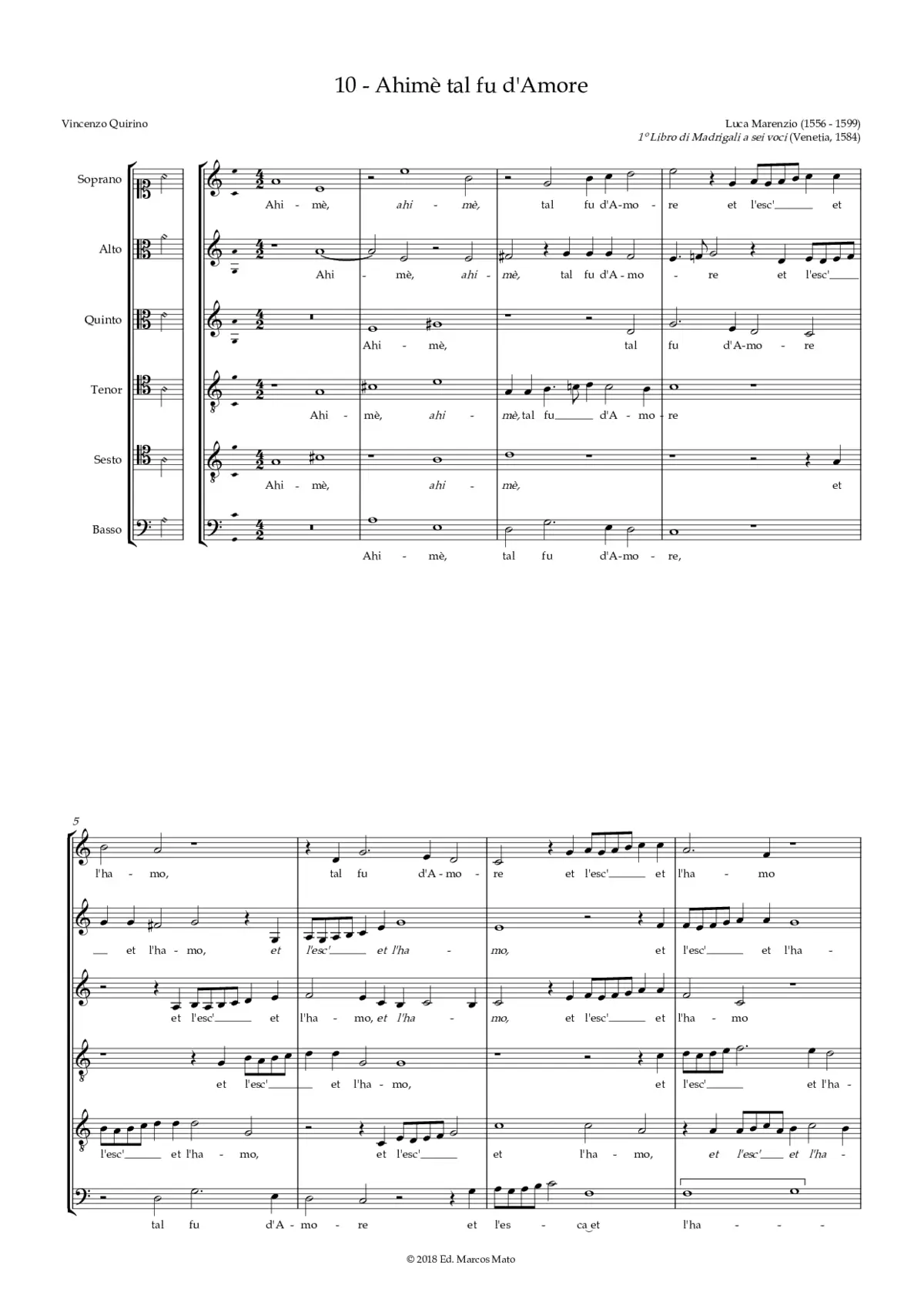 Ahimè, tal fu d'Amore e l'esca e l'amo - Page 1