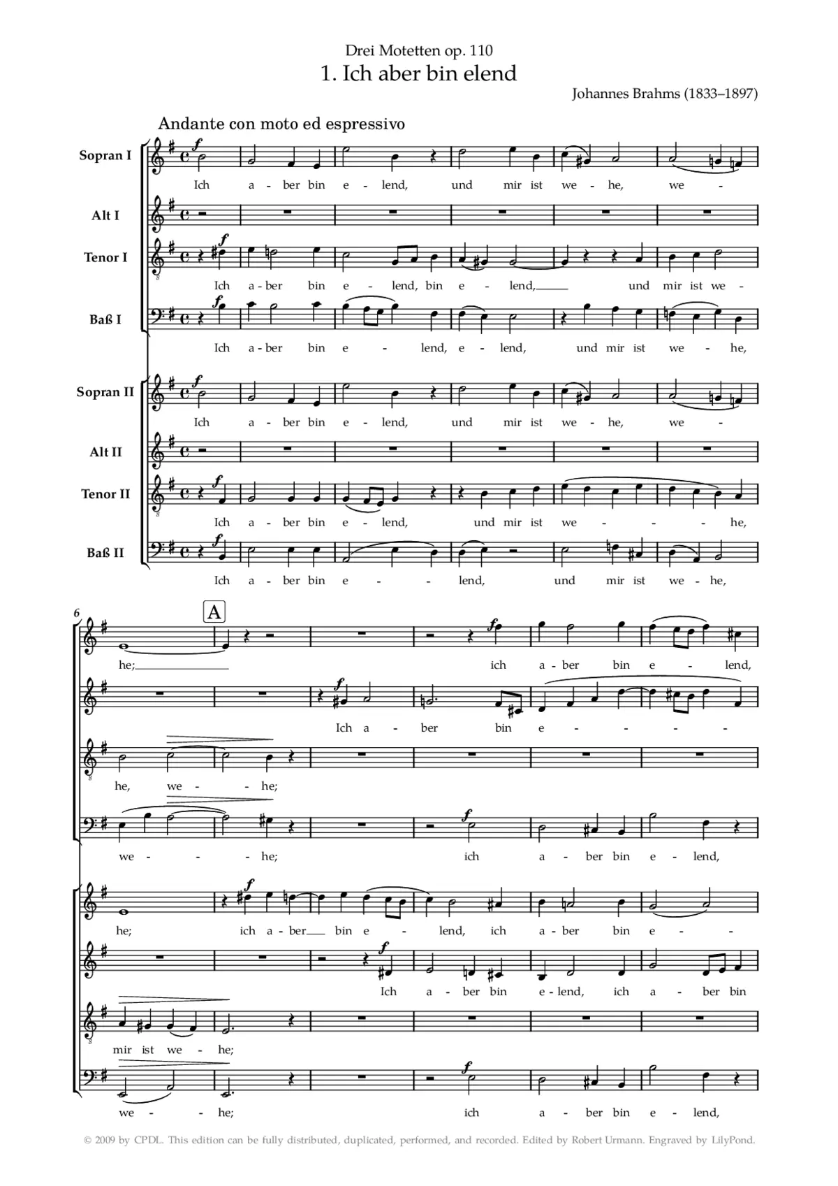 Ich aber bin elend, Op. 110, No. 1 - Page 1
