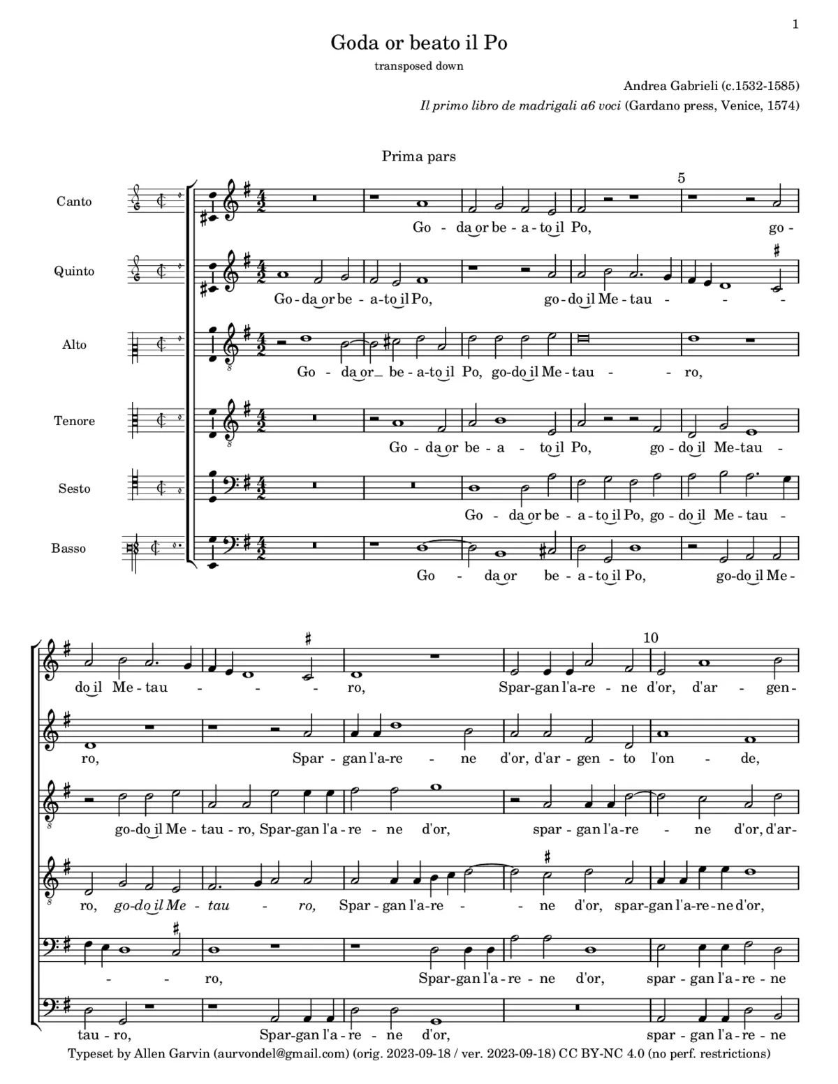 Goda or beato il Po - Page 1