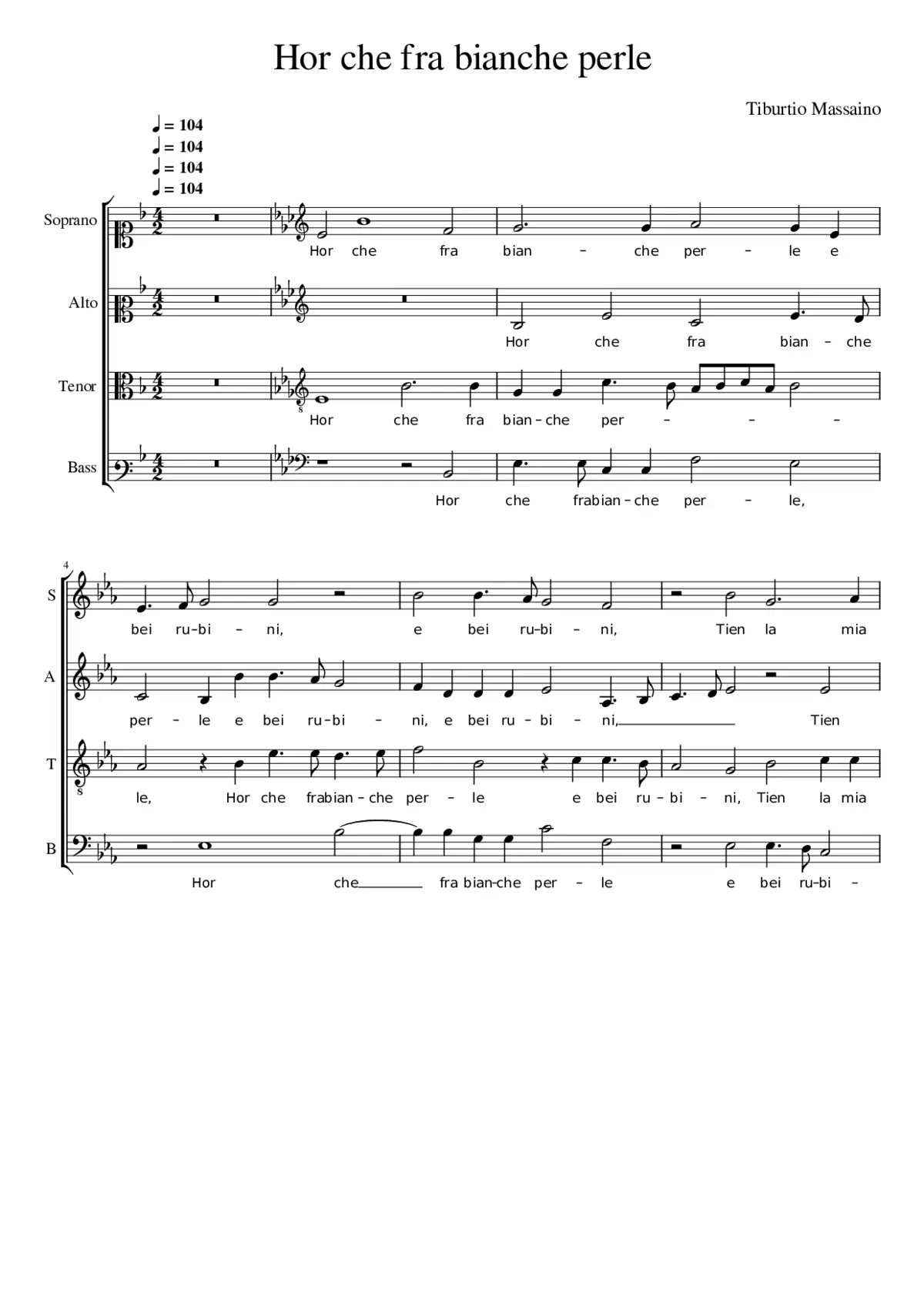 Hor che fra bianche perle - Page 1