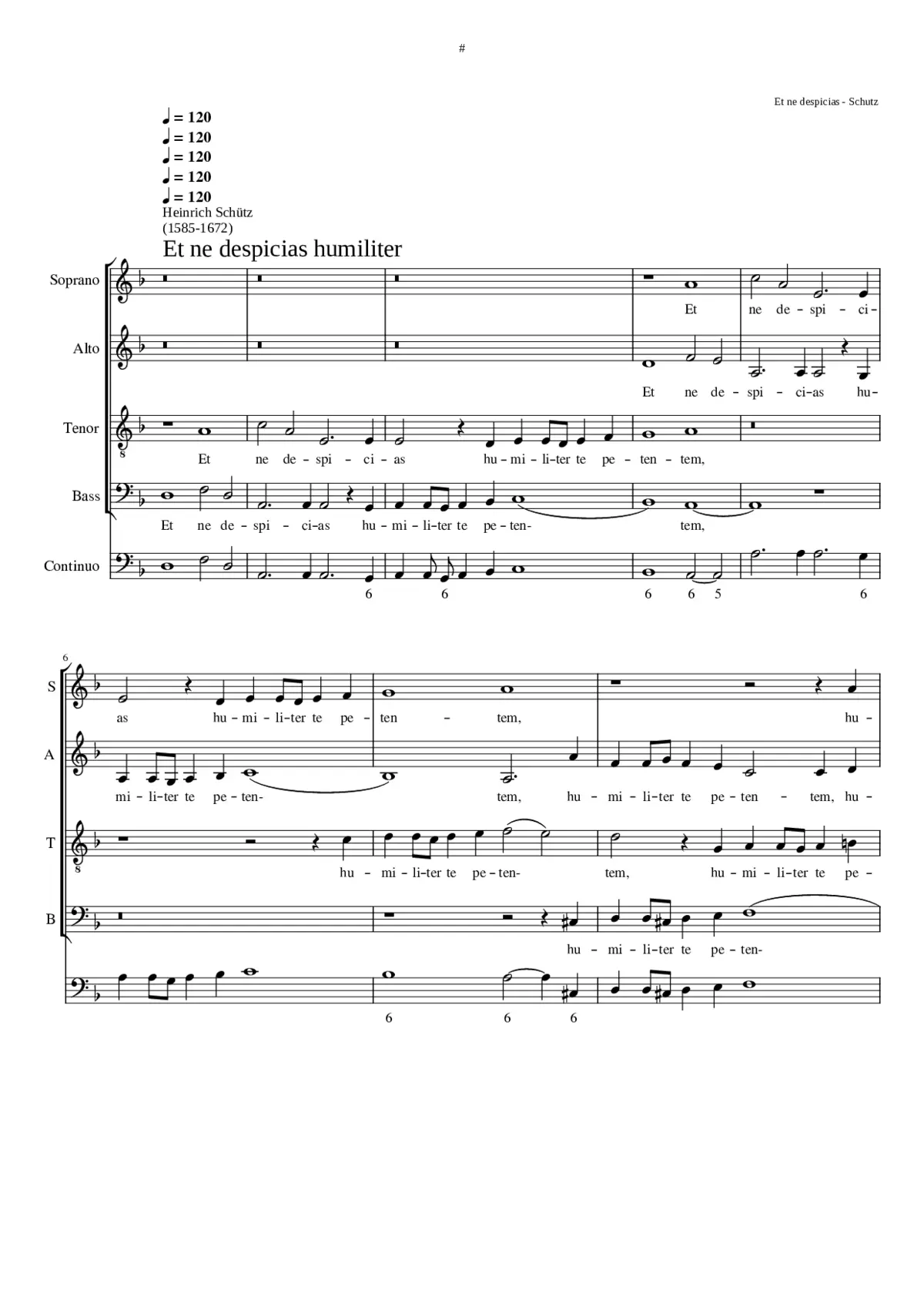 Et ne despicias humiliter te petentem SWV 54 (Secunda pars) - Page 1