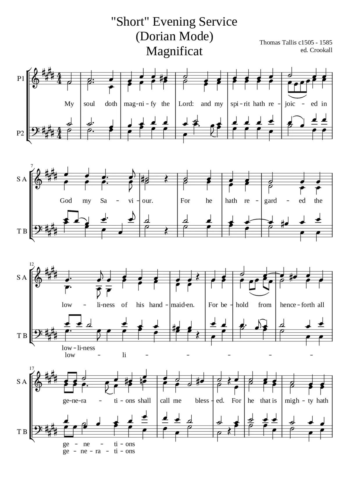 Magnificat and Nunc dimittis from the Short Service in the Dorian mode - Page 1