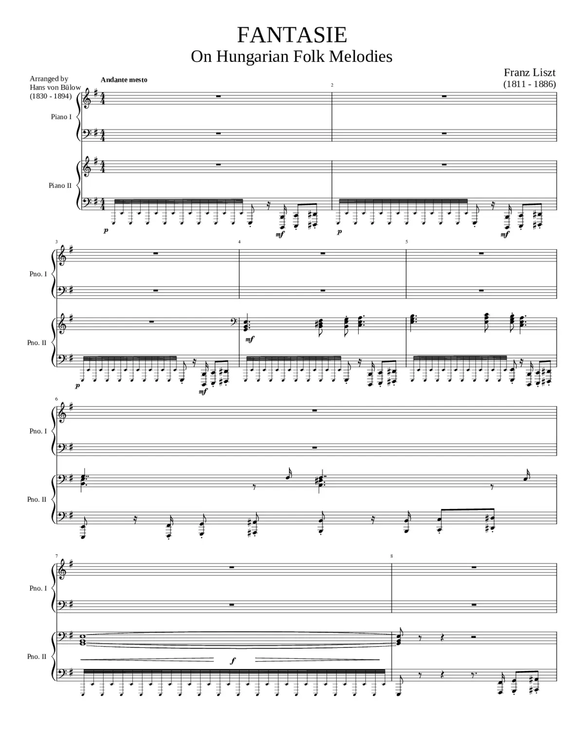 Fantasie über ungarische Volksmelodien S.123 - Page 1