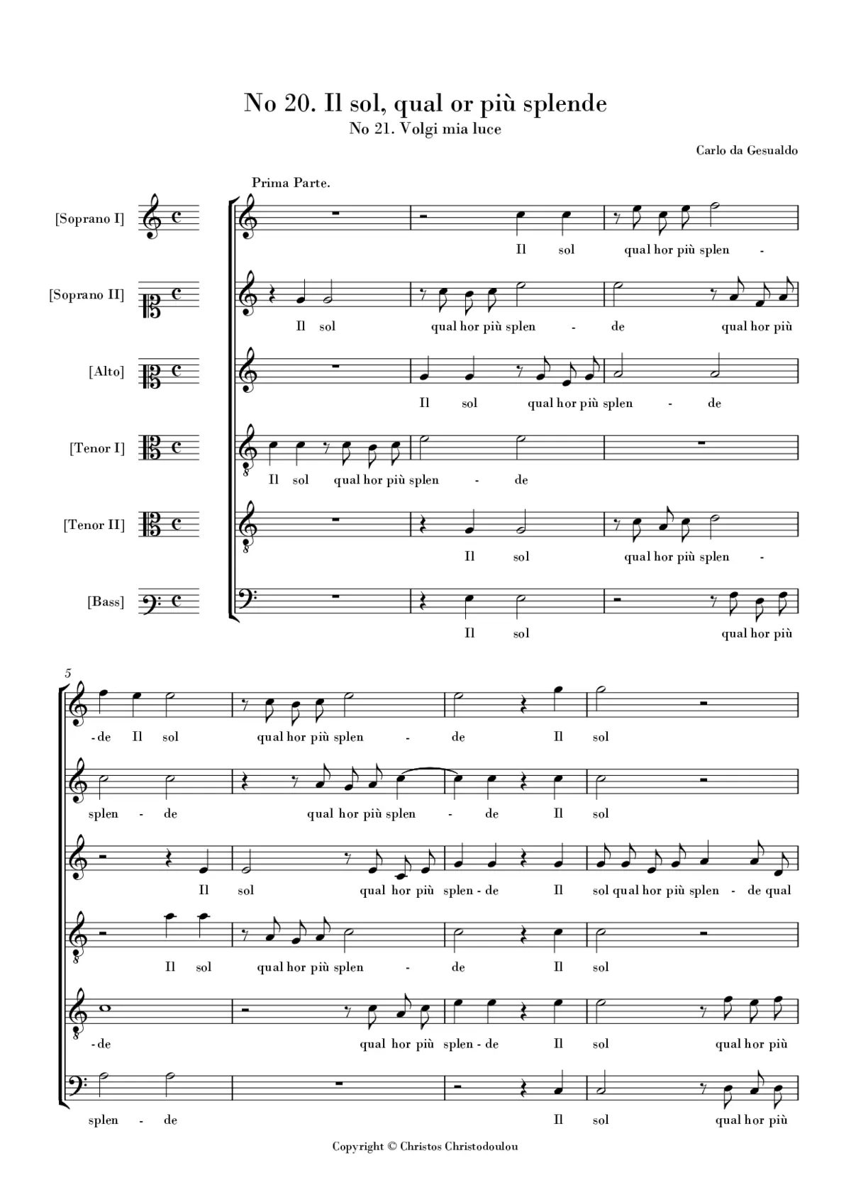 Il sol, qual or più splende - Page 1