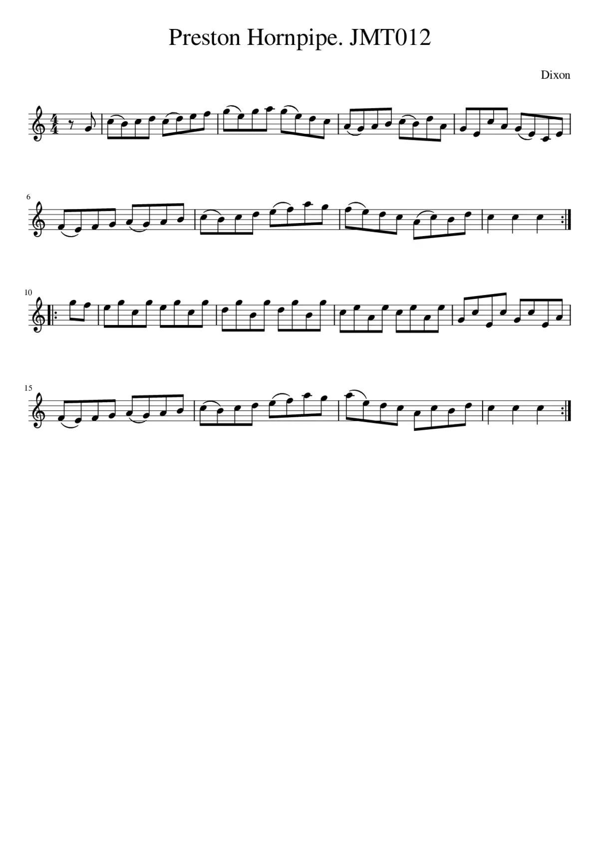 Preston Hornpipe. JMT012 - Page 1