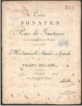 3 Sonates pour la Guitarre avec accompagnement de Violon