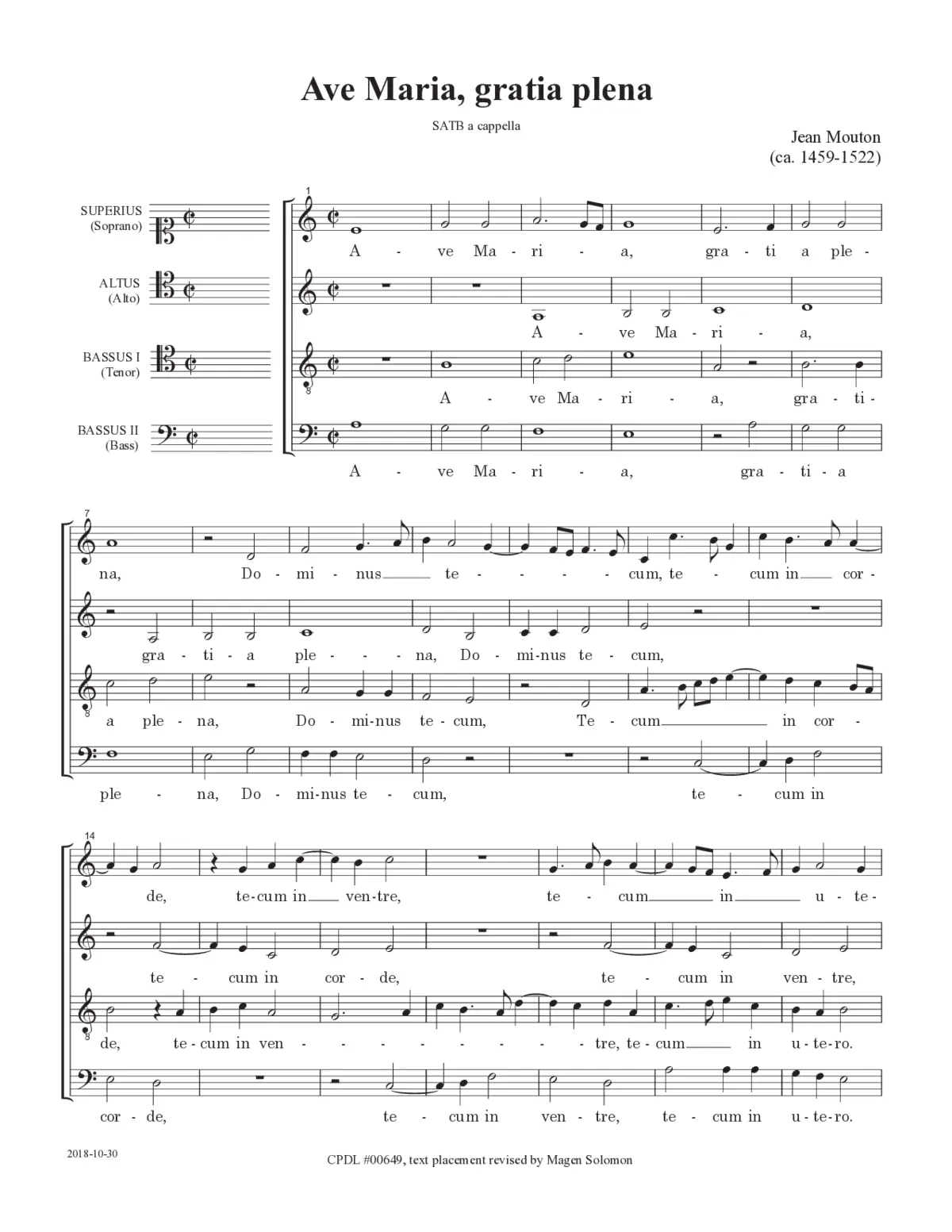 Ave Maria, gratia plena a 4 - Page 1