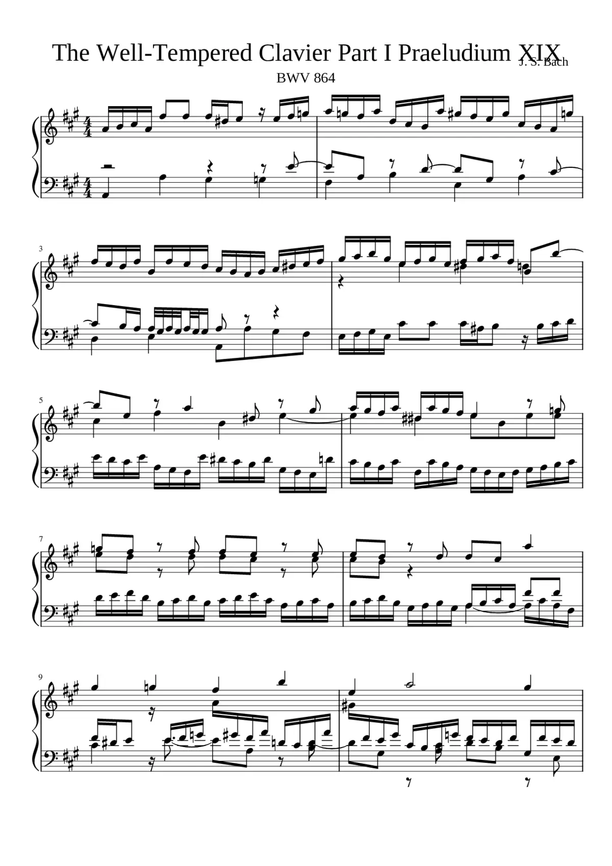 Prelude and Fugue in A major BWV 864 - Page 1