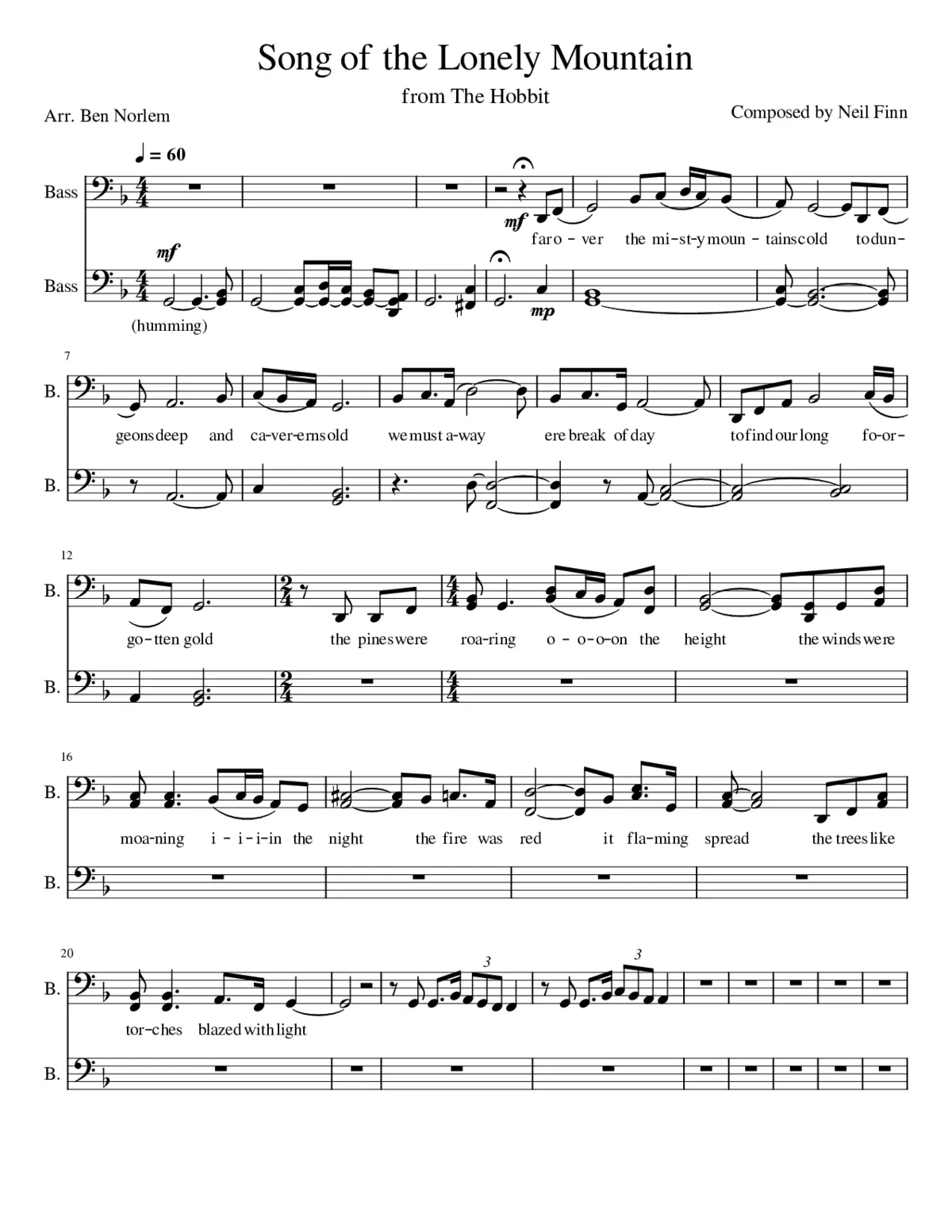 Song of the Lonely Mountain (all bass choir) - Page 1