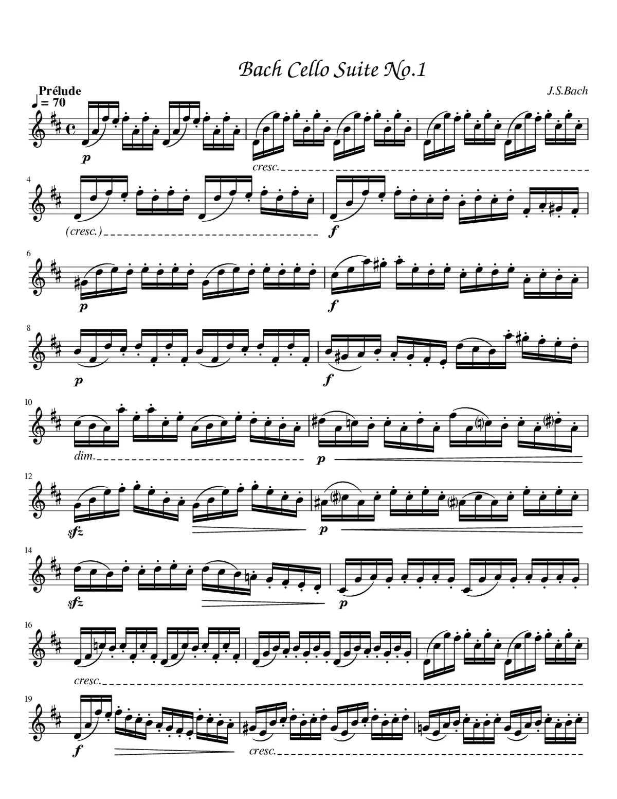 Suite No. 1 in G major BWV 1007 - Page 1