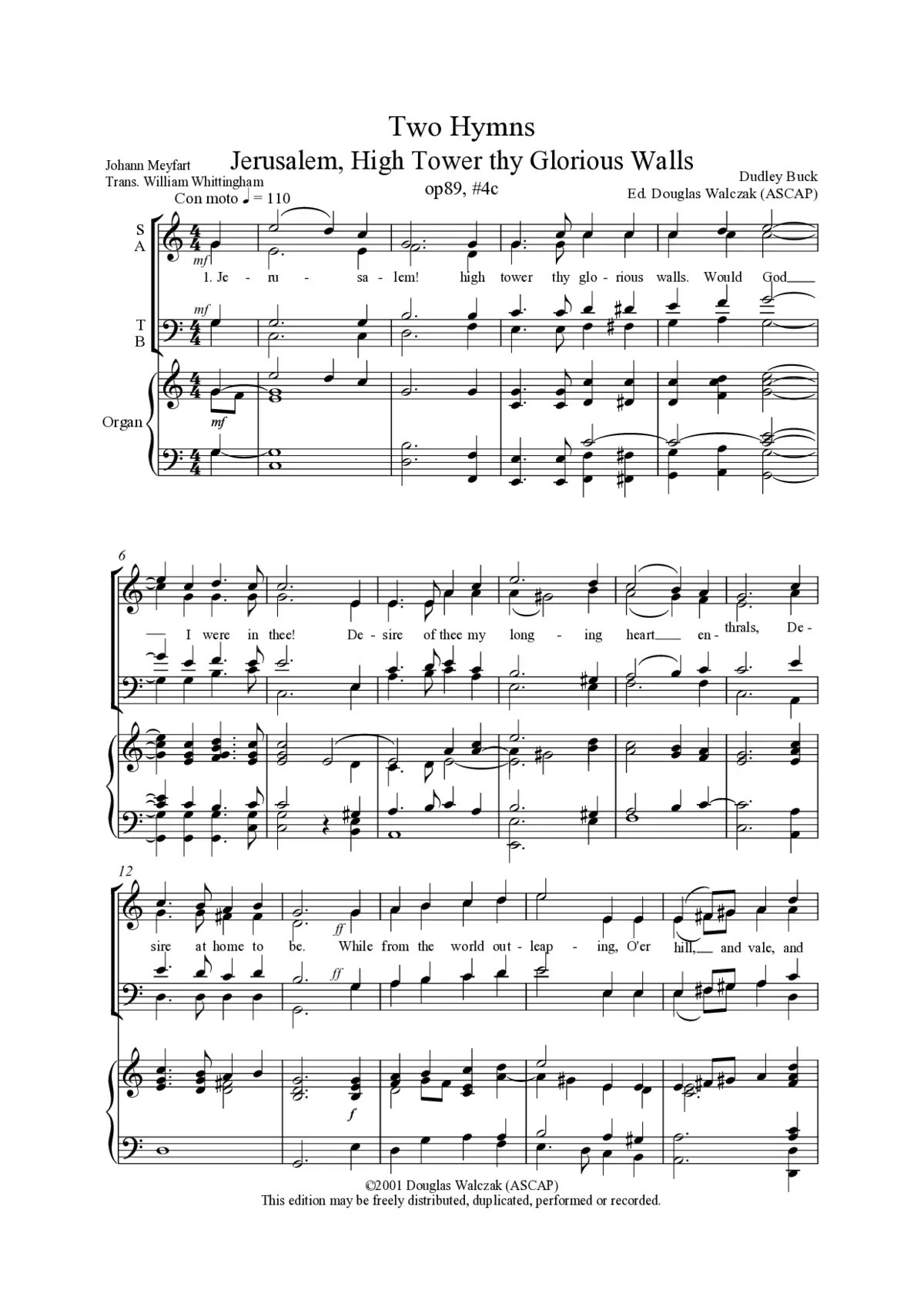 Jerusalem! High tower thy glorious walls, Op. 89, No. 4c - Page 1