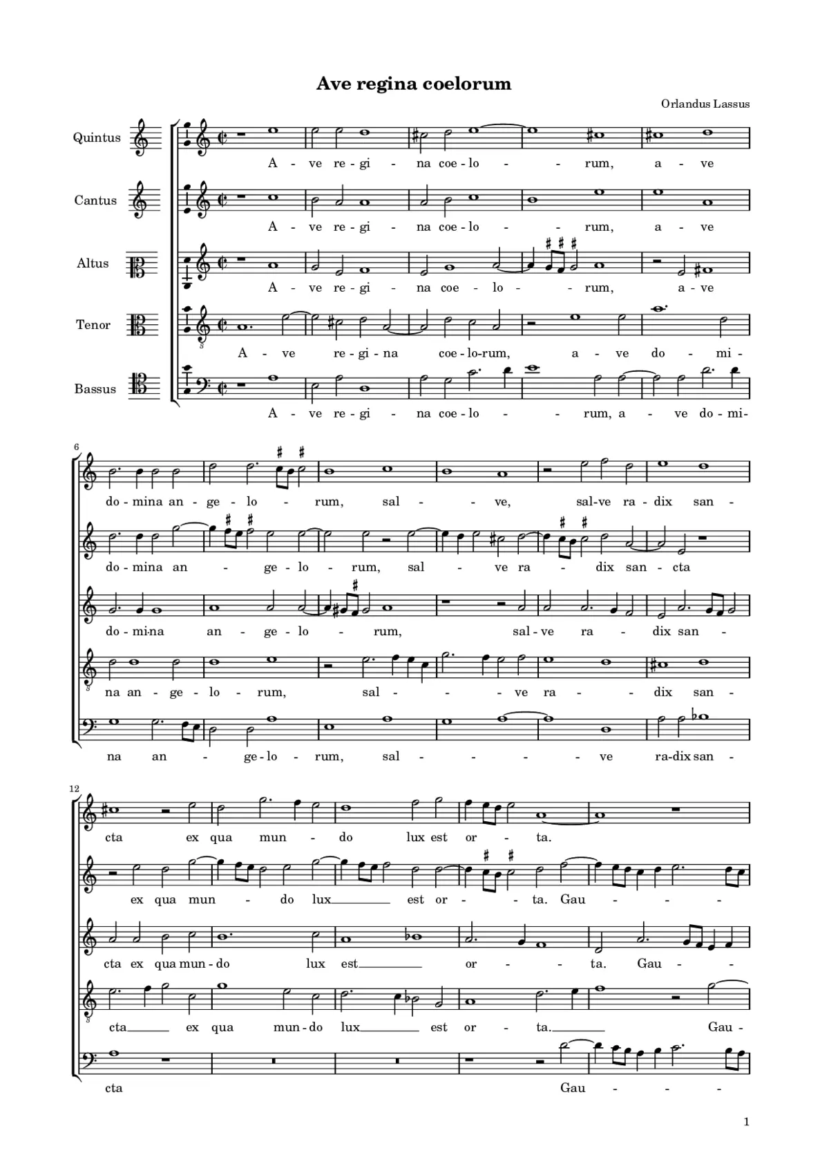 Ave Regina coelorum a 5 - Page 1
