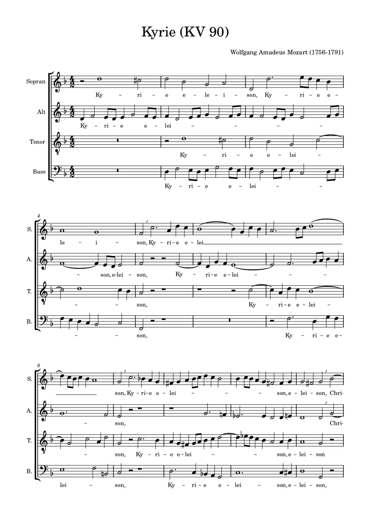 Kyrie in d minor, KV 90 - Page 1